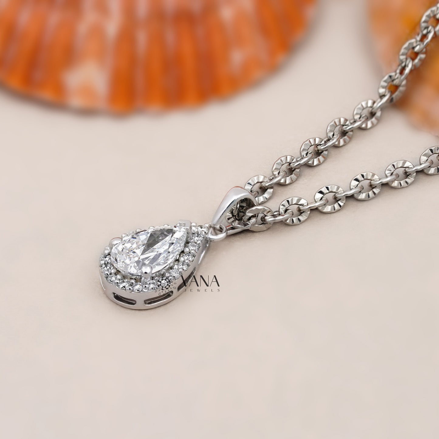 Pear Cut Lab Grown Diamond Wedding Pendant with Halo Setting for Womens Gift