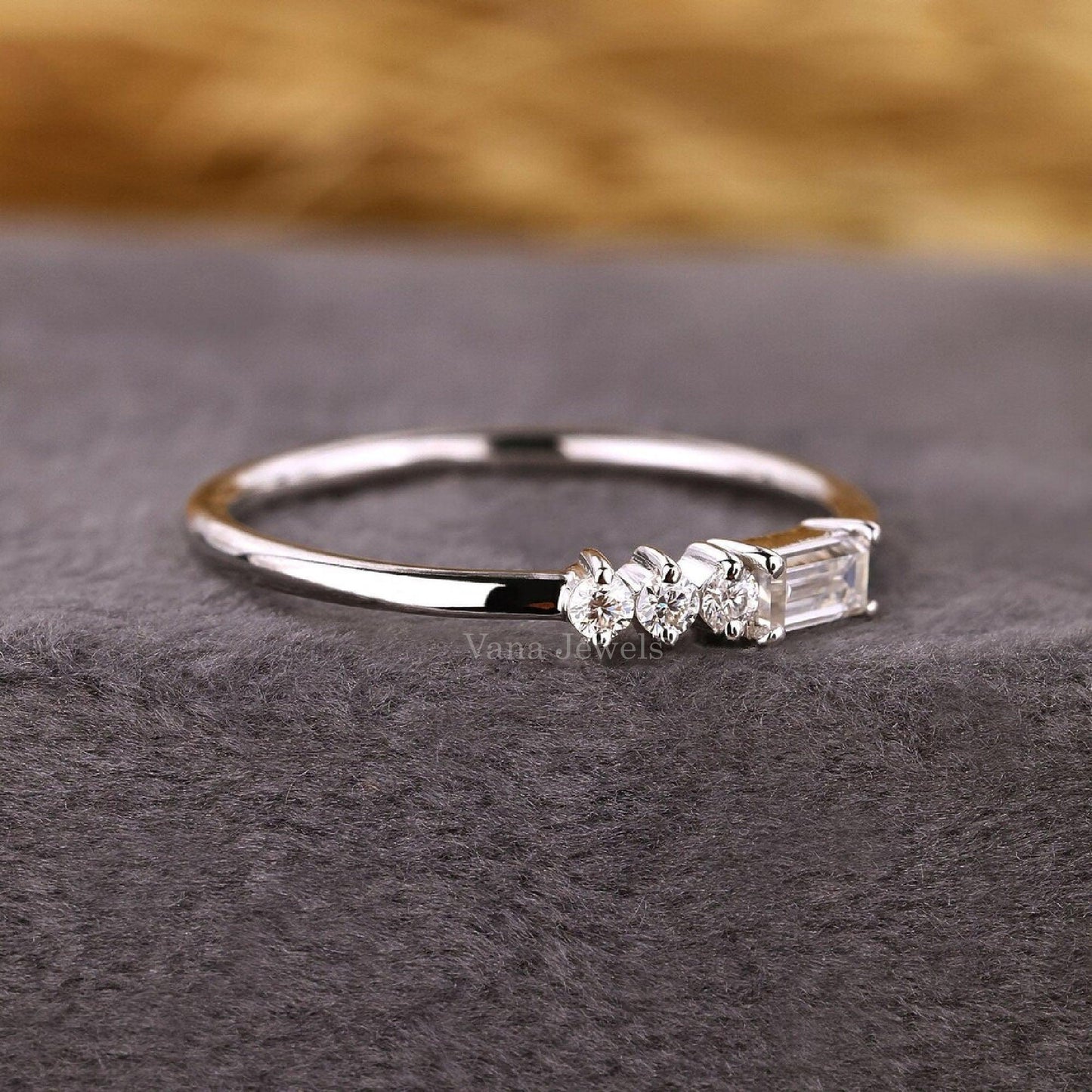 Baguette and Round Cut Lab Grown Diamond Wedding Ring - Vana Jewels