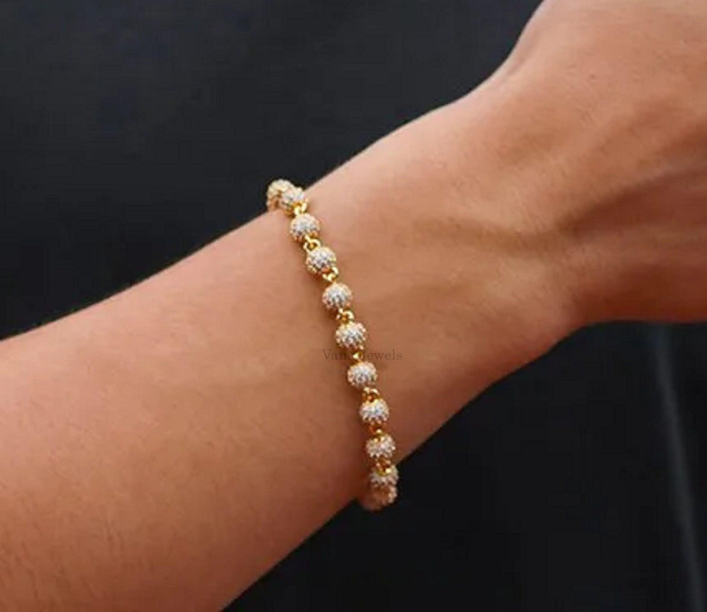 6mm Full Iced Out Ball Bracelet - Vana Jewels