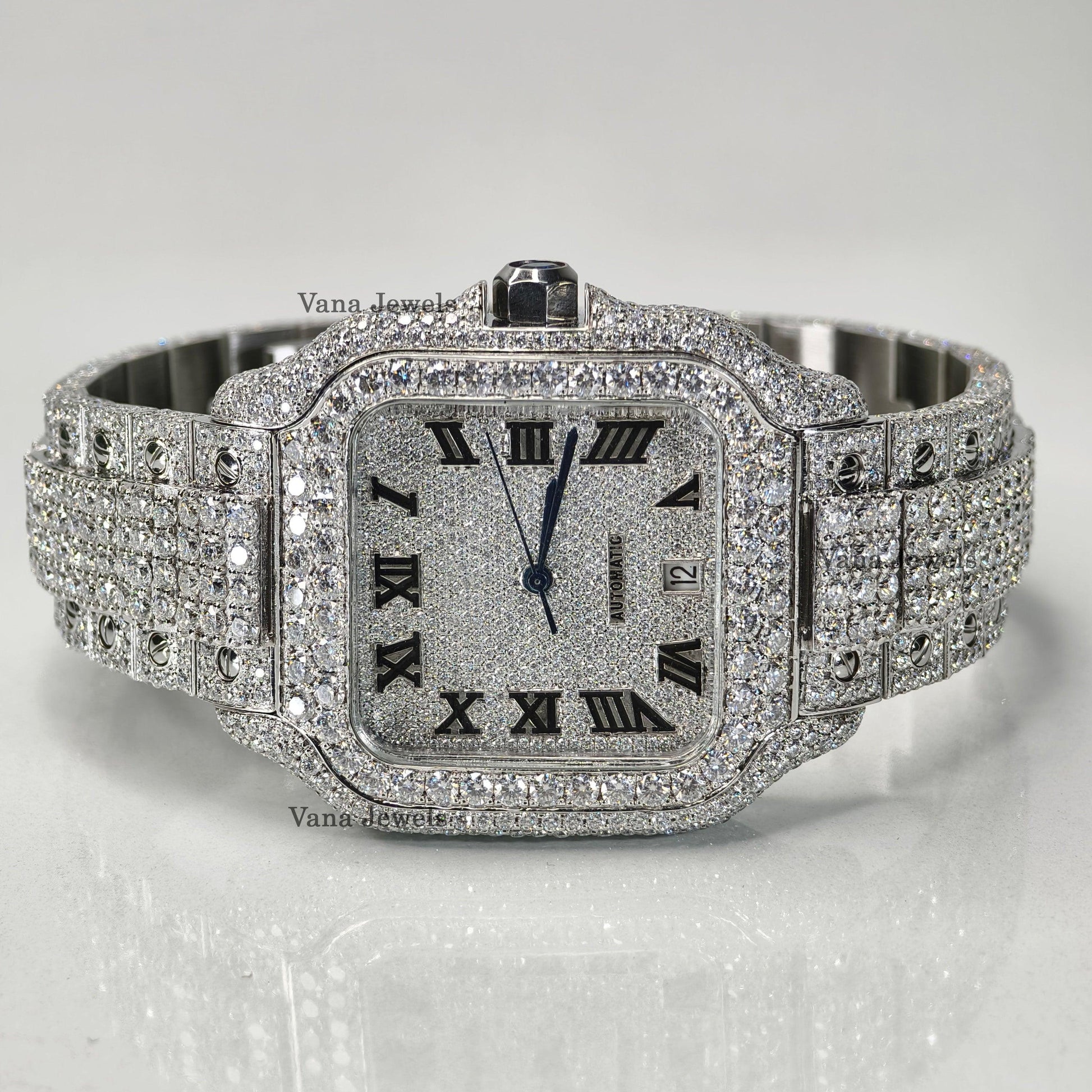 Full Iced Out Customized VVS Moissanite Diamond Watch - Vana Jewels