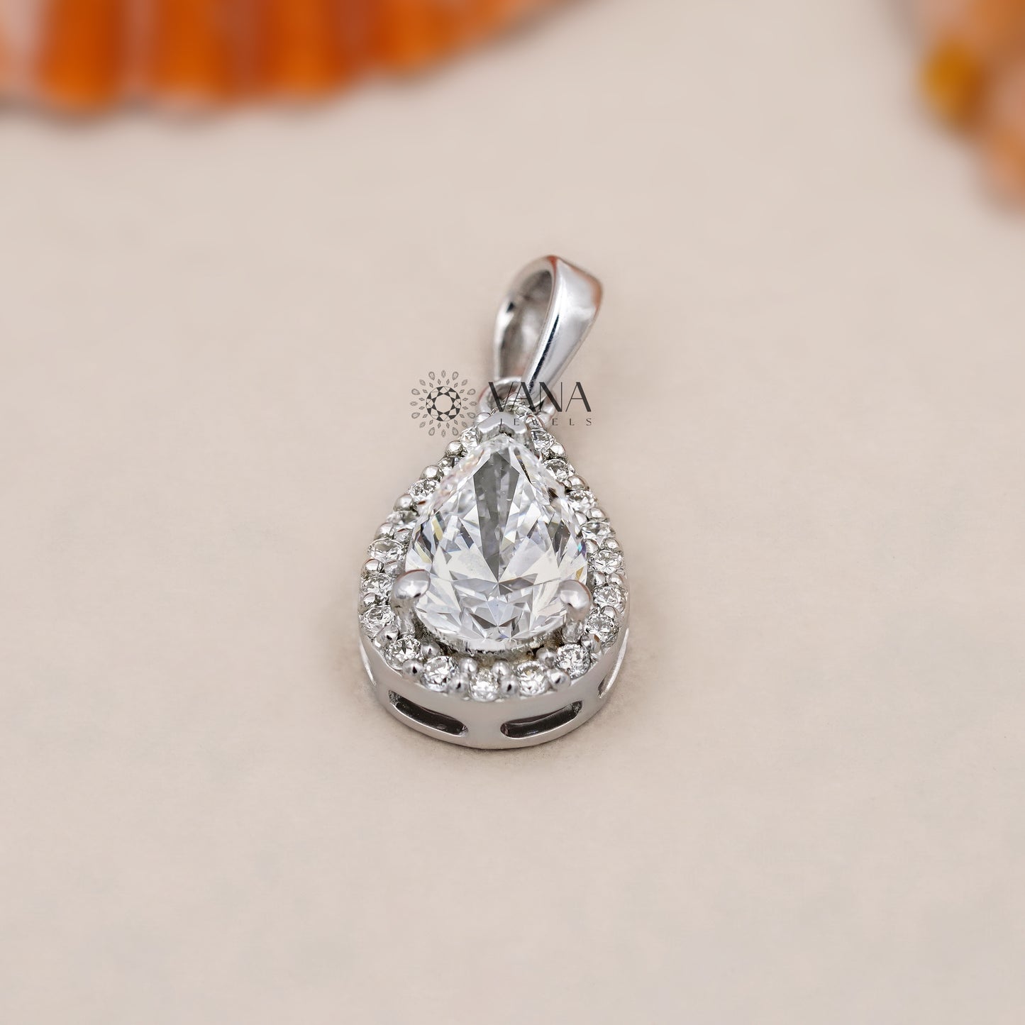 Pear Cut Lab Grown Diamond Wedding Pendant with Halo Setting for Womens Gift