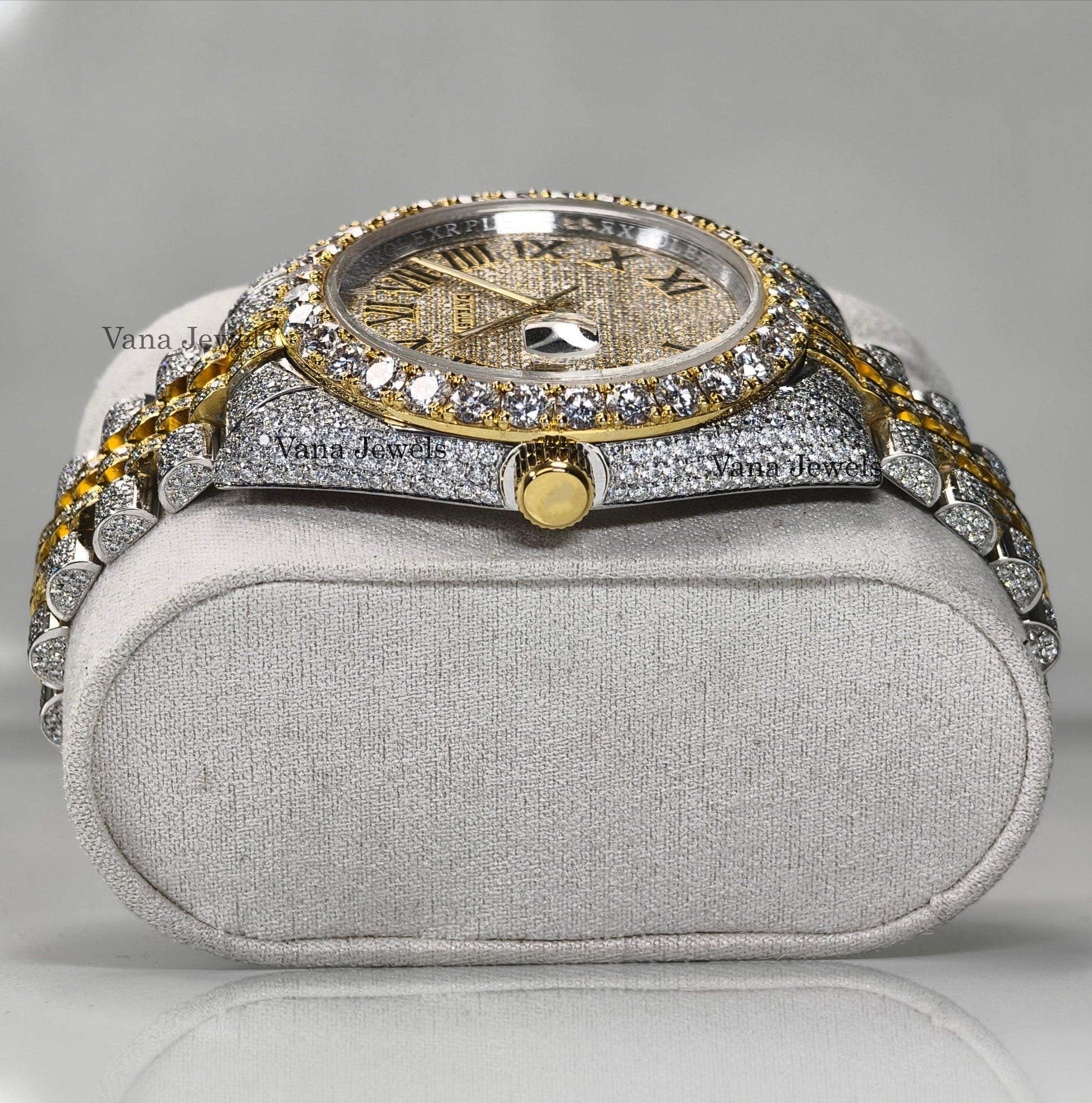 Luxury Two-Tone VVS Moissanite Diamond Iced-Out Watch - Vana Jewels