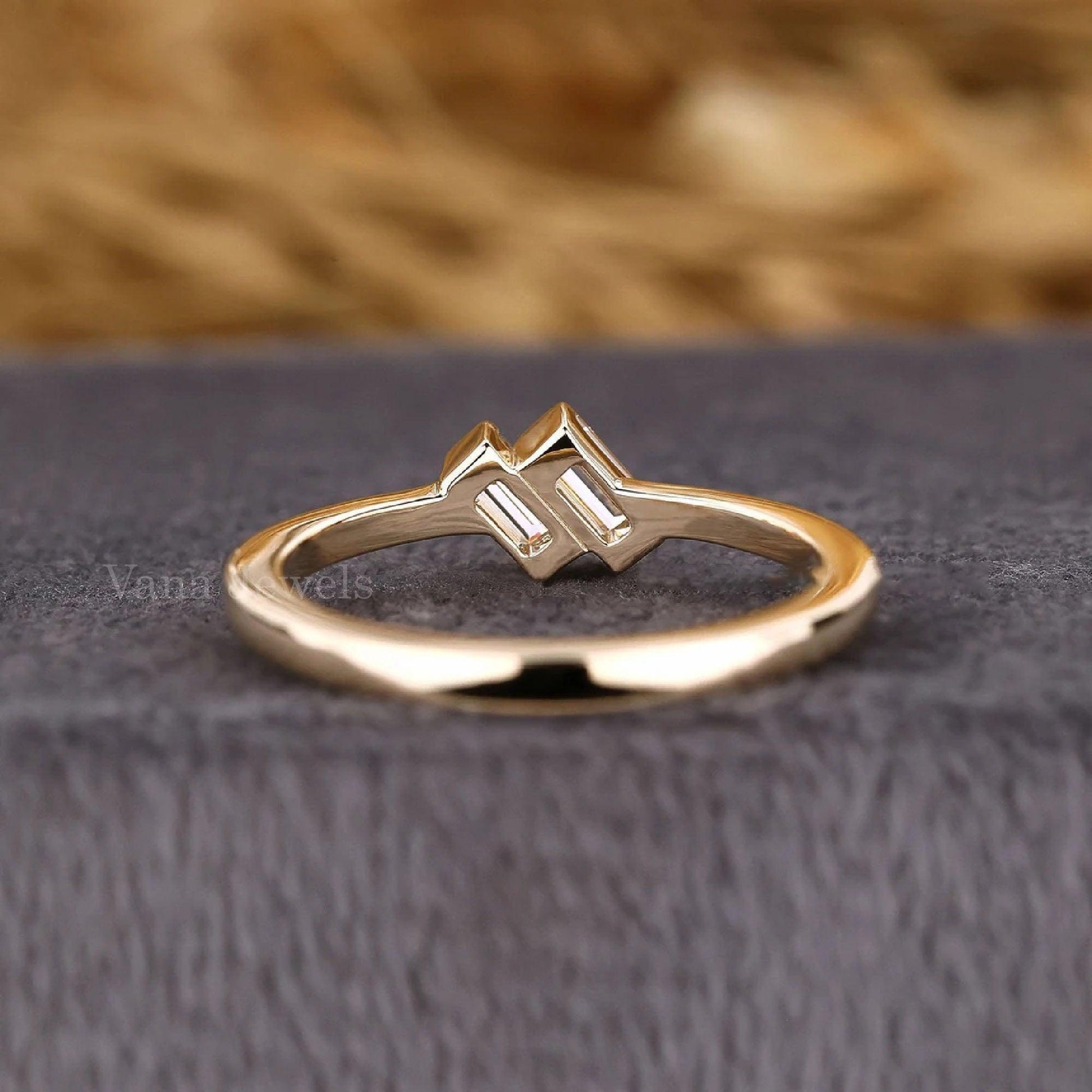 Baguette Cut Two Stone Engagement Ring - Vana Jewels