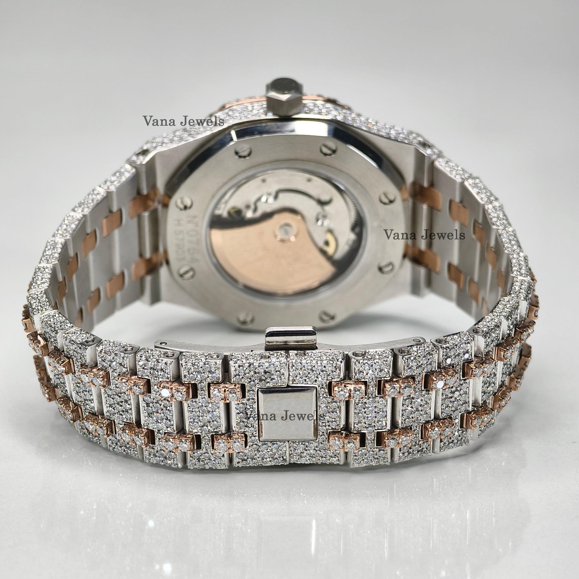 Custom Iced Out Two-Tone VVS Moissanite Diamond Watch - Vana Jewels