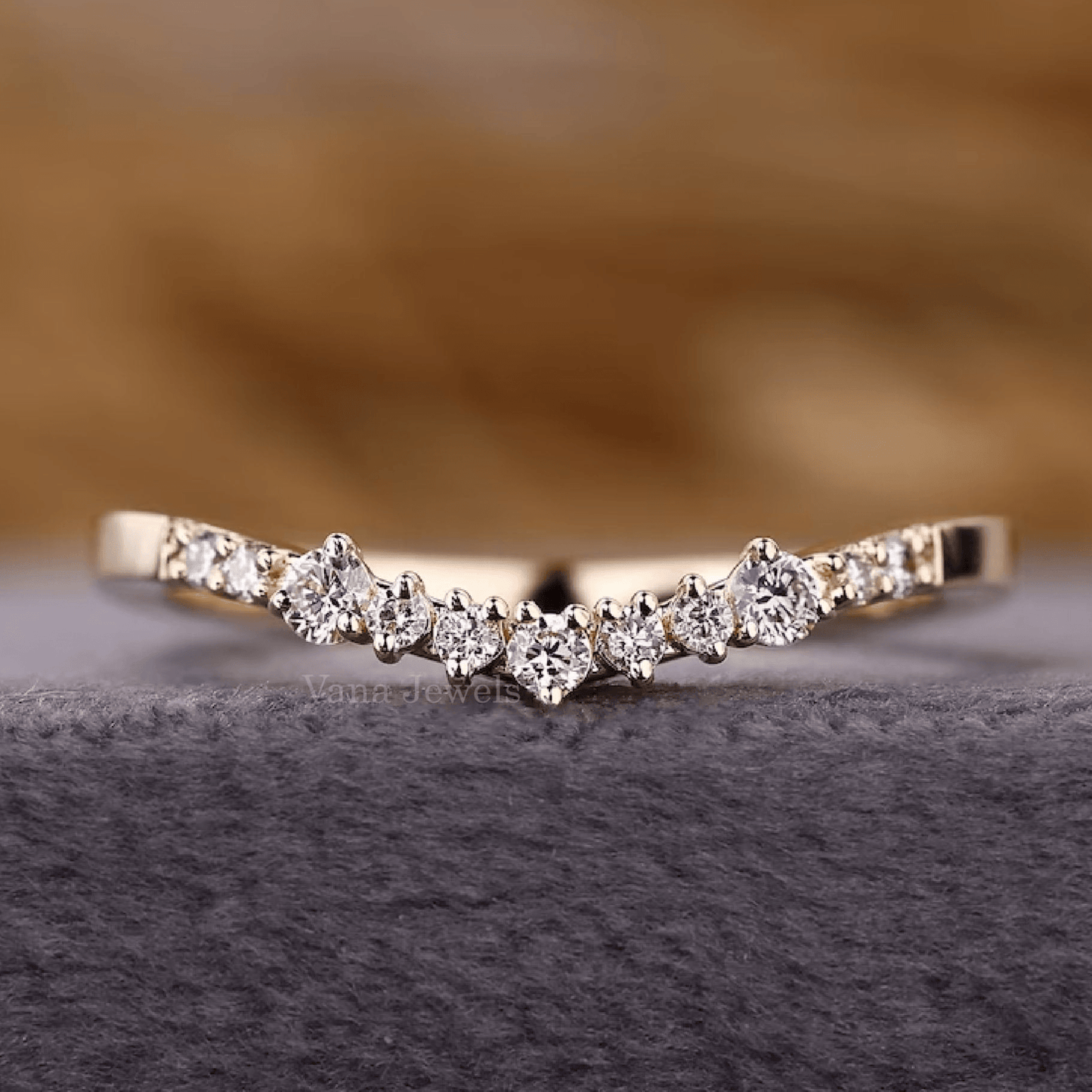 V-Shaped Chevron Band with Round Lab Grown Diamonds - Vana Jewels