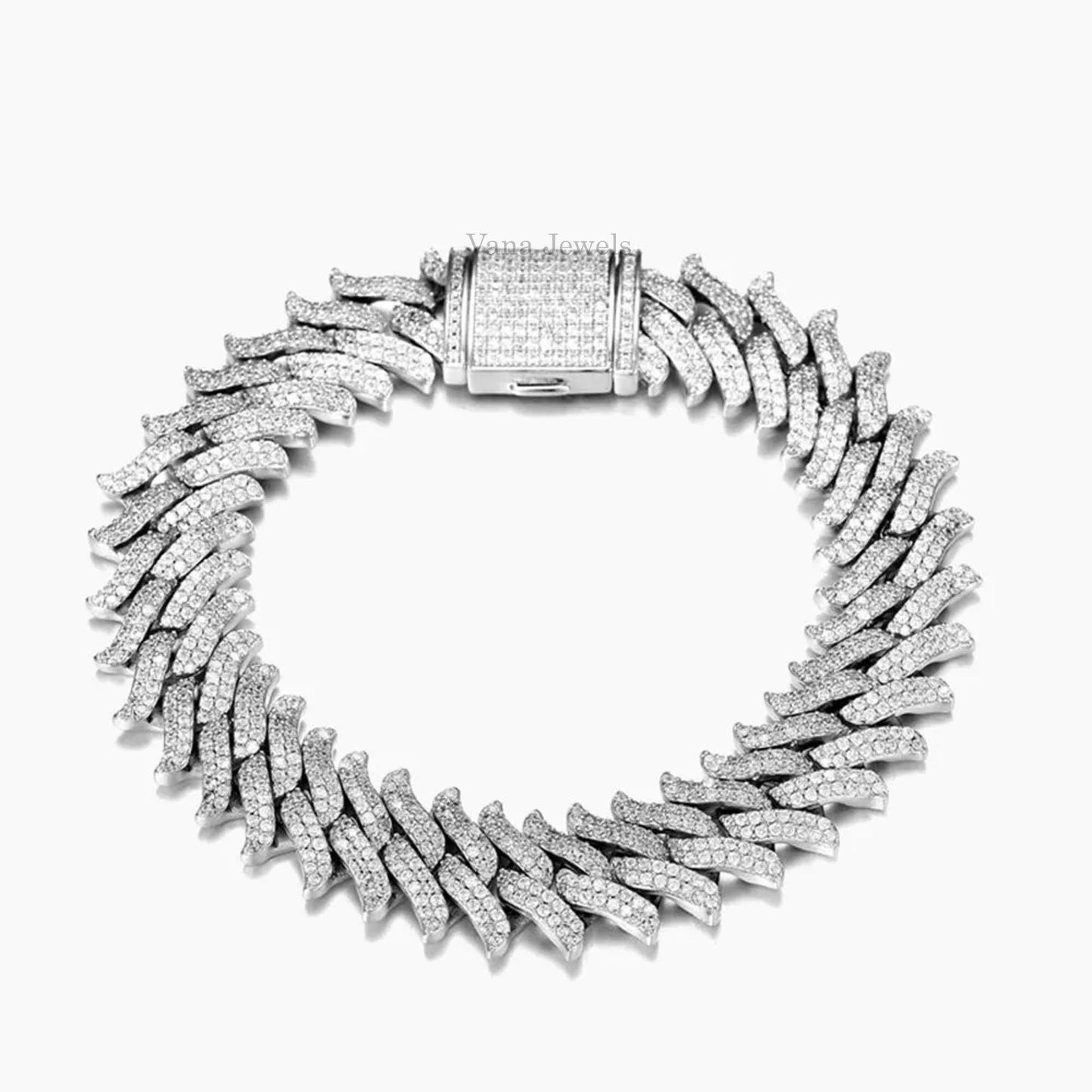 16mm Iced Out VVS Moissanite Diamond Cuban Men's Bracelet - Vana Jewels