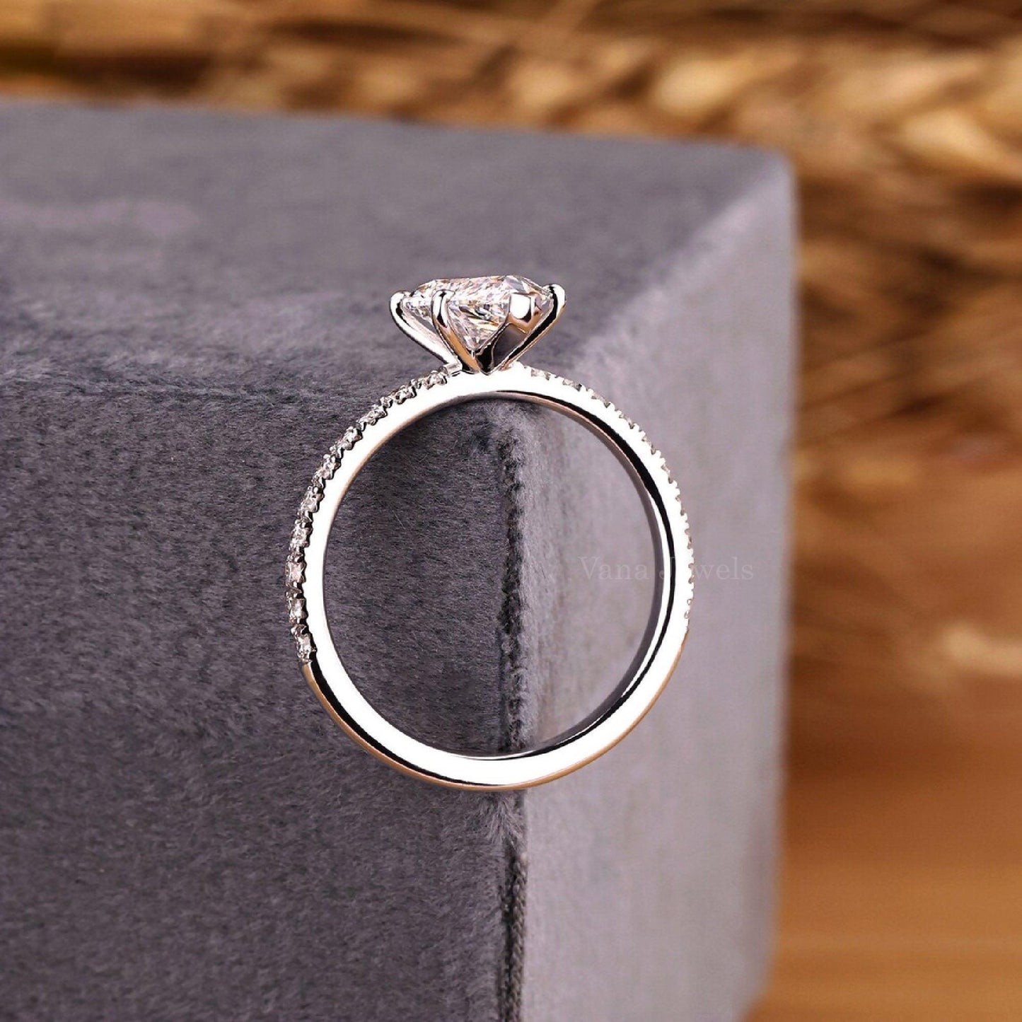 Pear Cut Lab Grown Diamond Engagement Ring - Vana Jewels