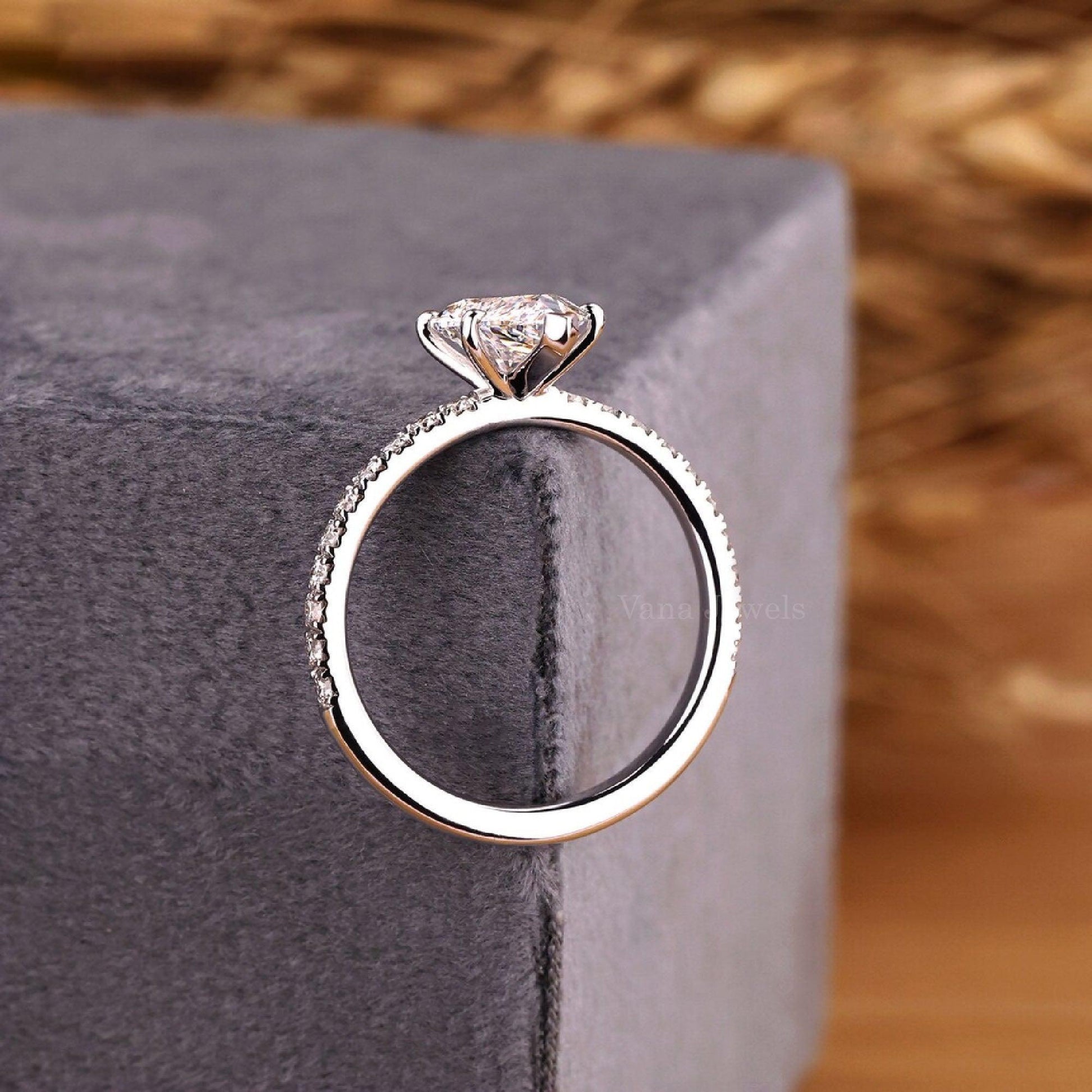 Pear Cut Lab Grown Diamond Engagement Ring - Vana Jewels