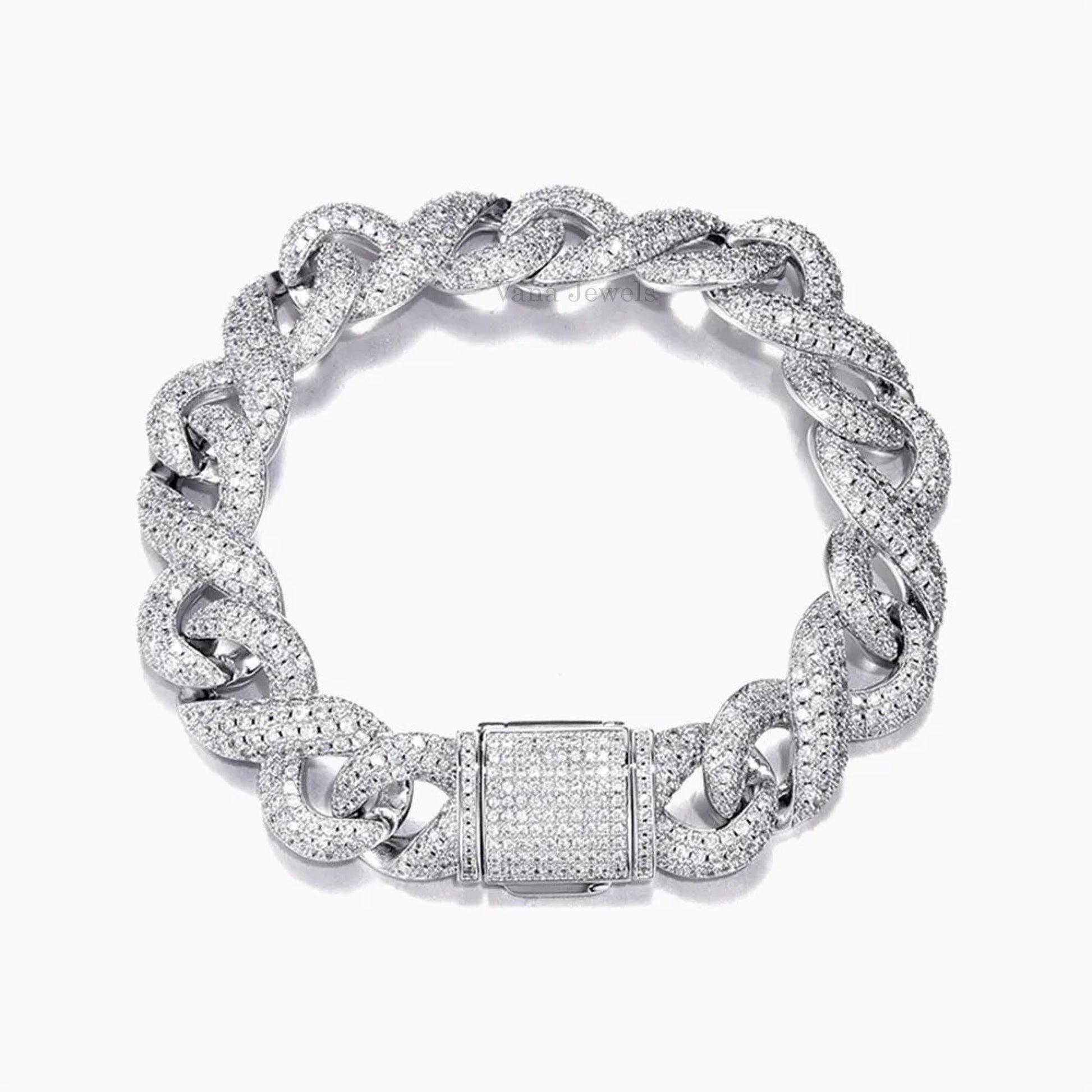 16MM VVS Moissanite Diamond Cuban Link Hip Hop Miami Iced Out Bracelet - Vana Jewels