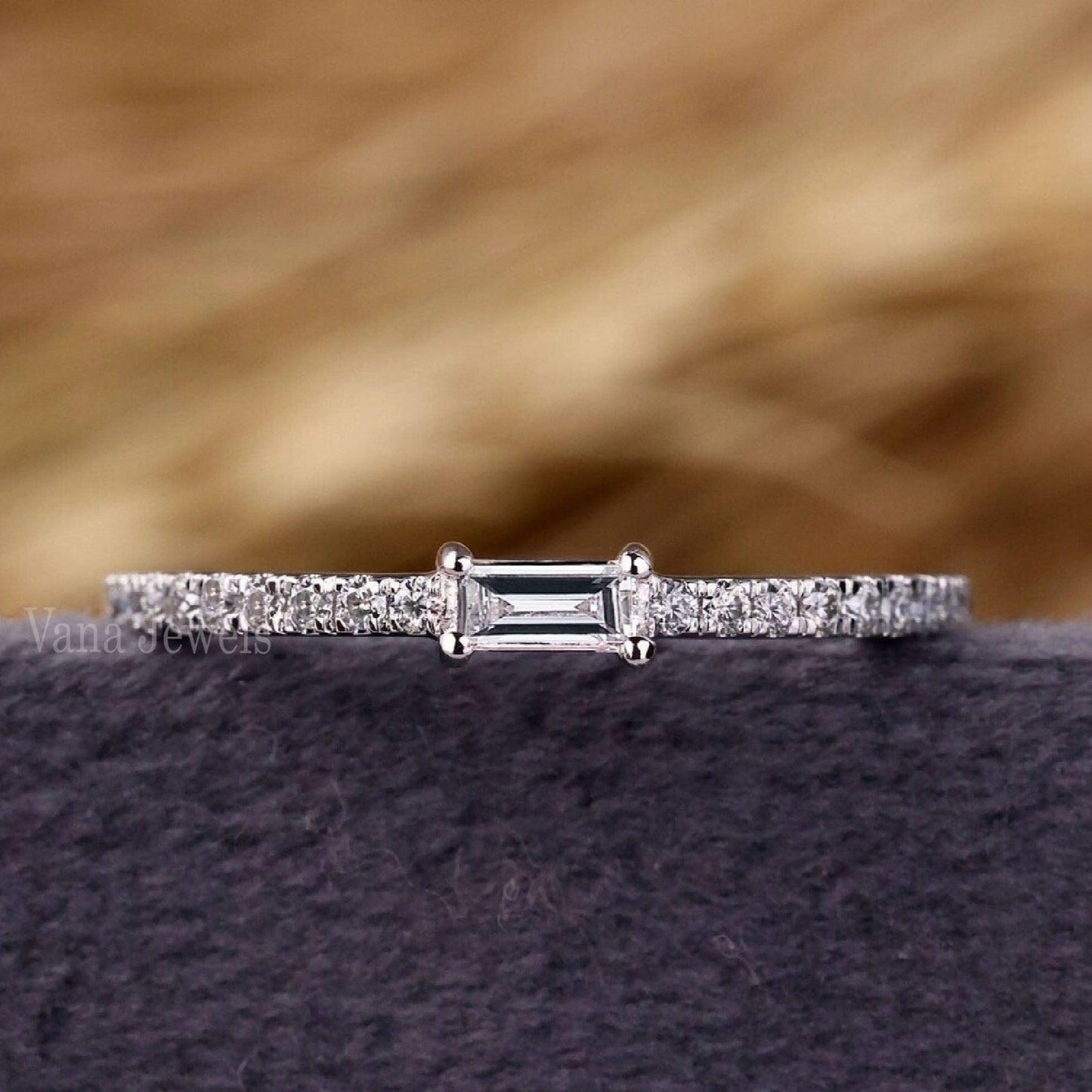 Baguette Cut Lab Grown Diamond Minimalist Wedding Band - Vana Jewels