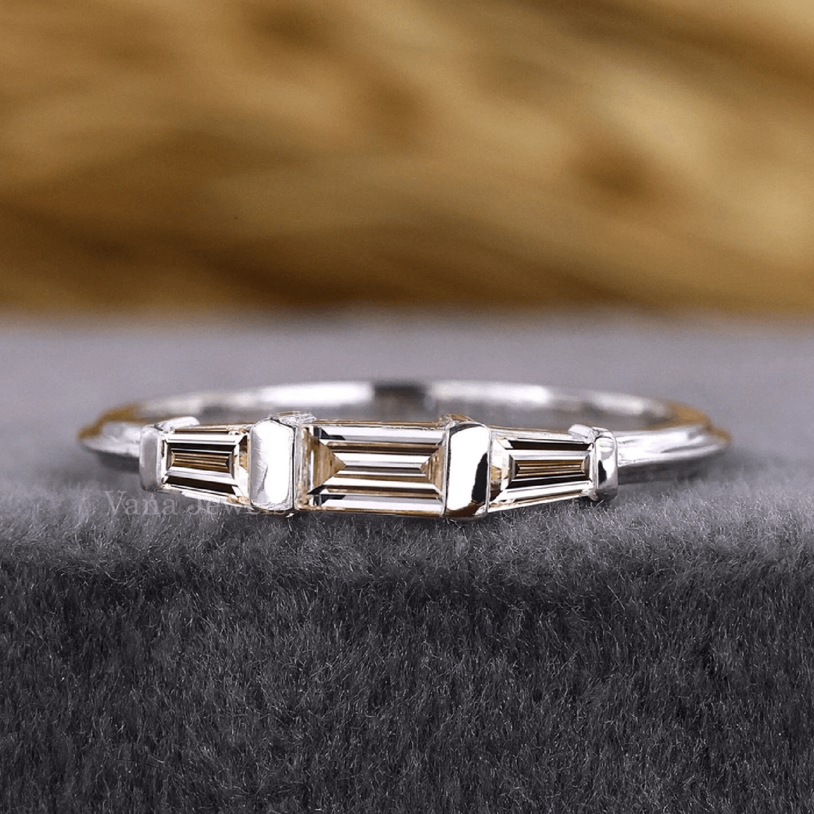 Baguette Cut Lab Grown Diamond Promise Ring - Vana Jewels