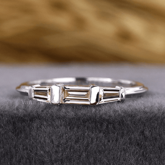 Baguette Cut Lab Grown Diamond Promise Ring - Vana Jewels