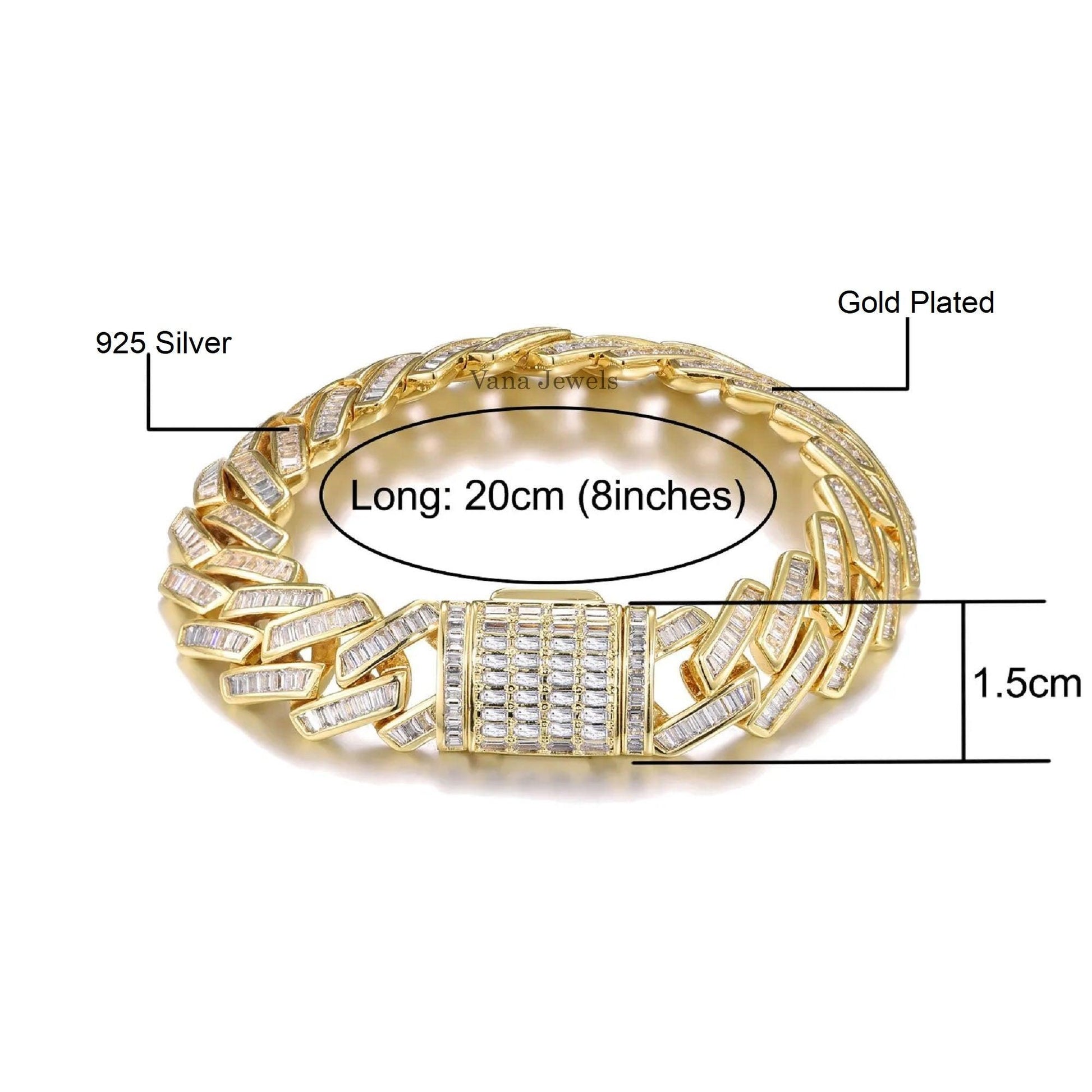 15MM Customized Cuban Bracelet For Rappers - Vana Jewels