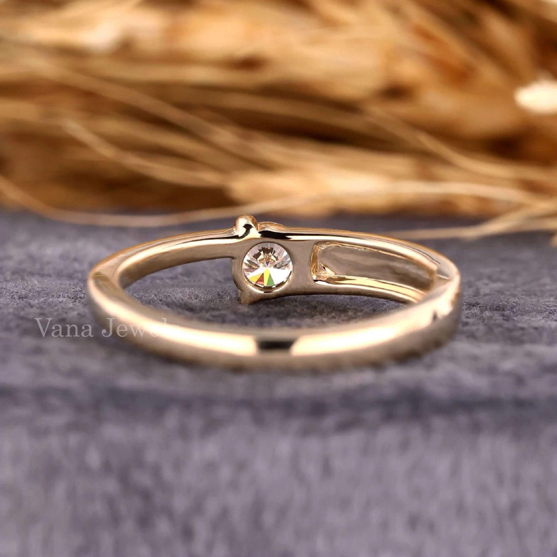 Unique Modern Round Cut Lab Grown Engagement Ring - Vana Jewels