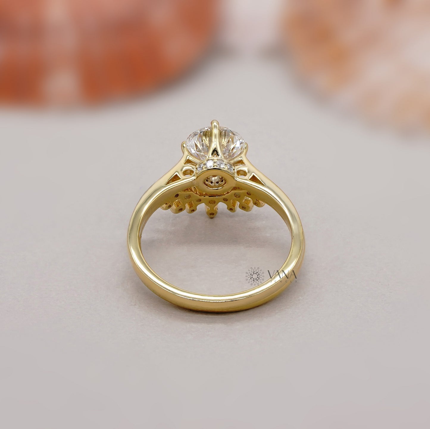 Round Lab Grown Diamond Solitaire Engagement Ring Set with Curved Wedding Band