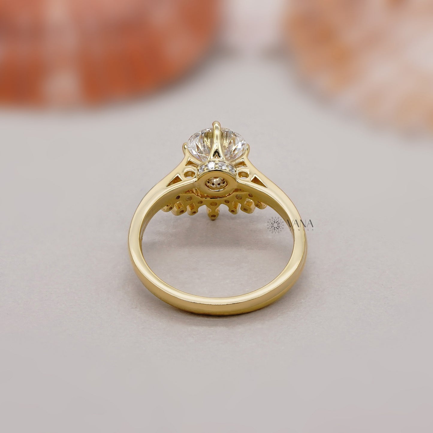 Round Lab Grown Diamond Solitaire Engagement Ring Set with Curved Wedding Band