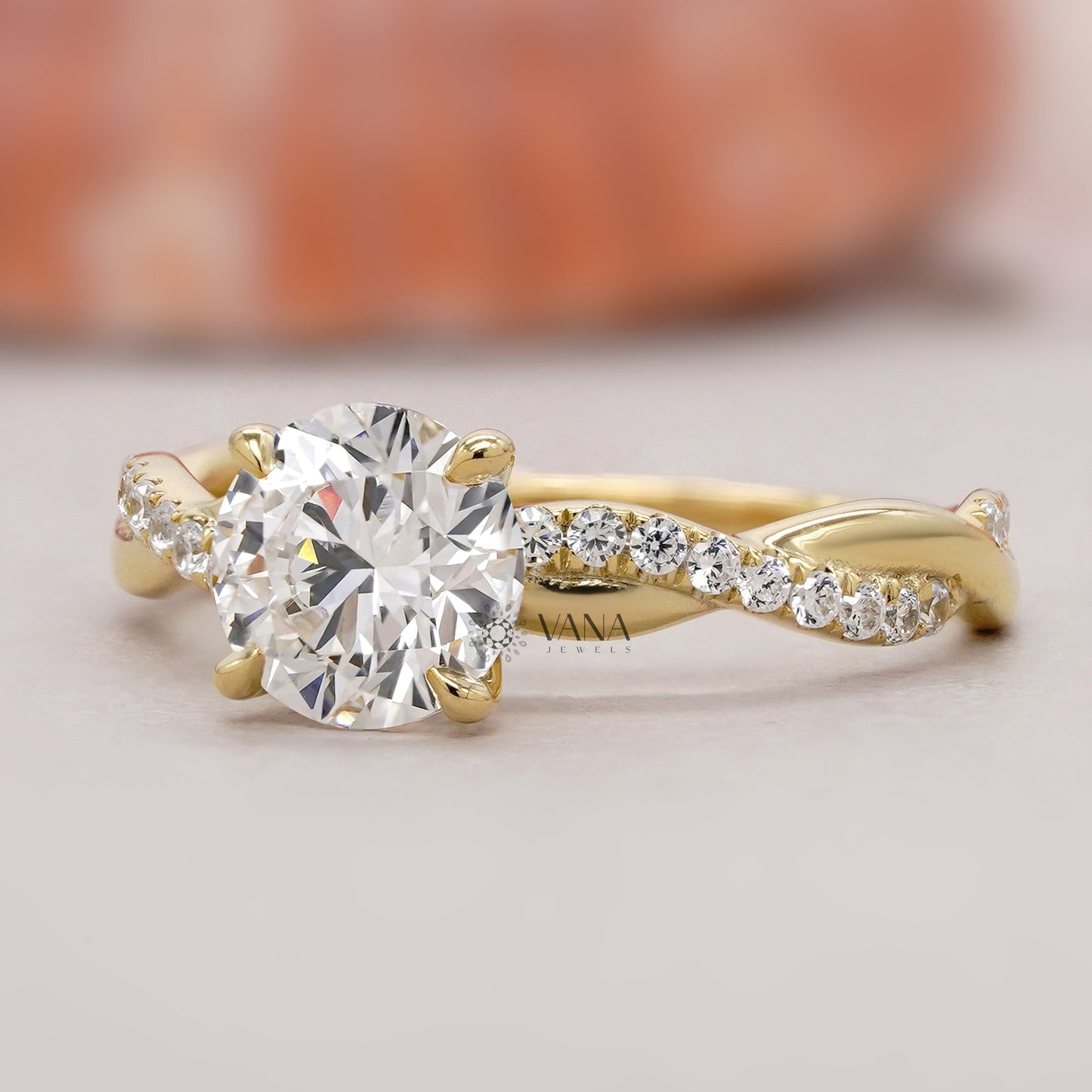 Lab grown diamond pave engagement ring
