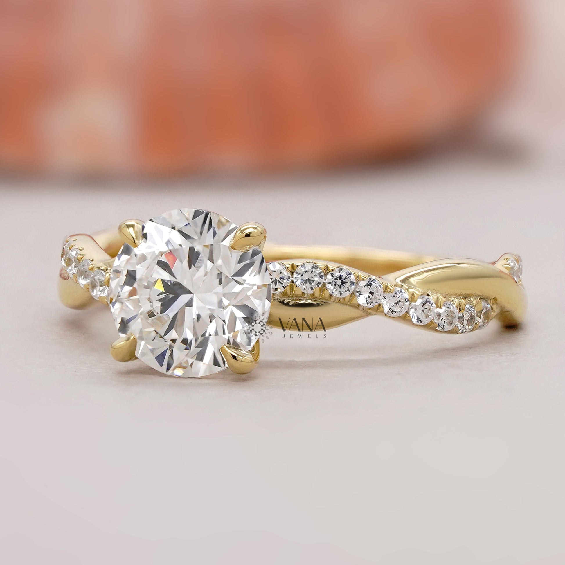 Lab grown diamond pave engagement ring
