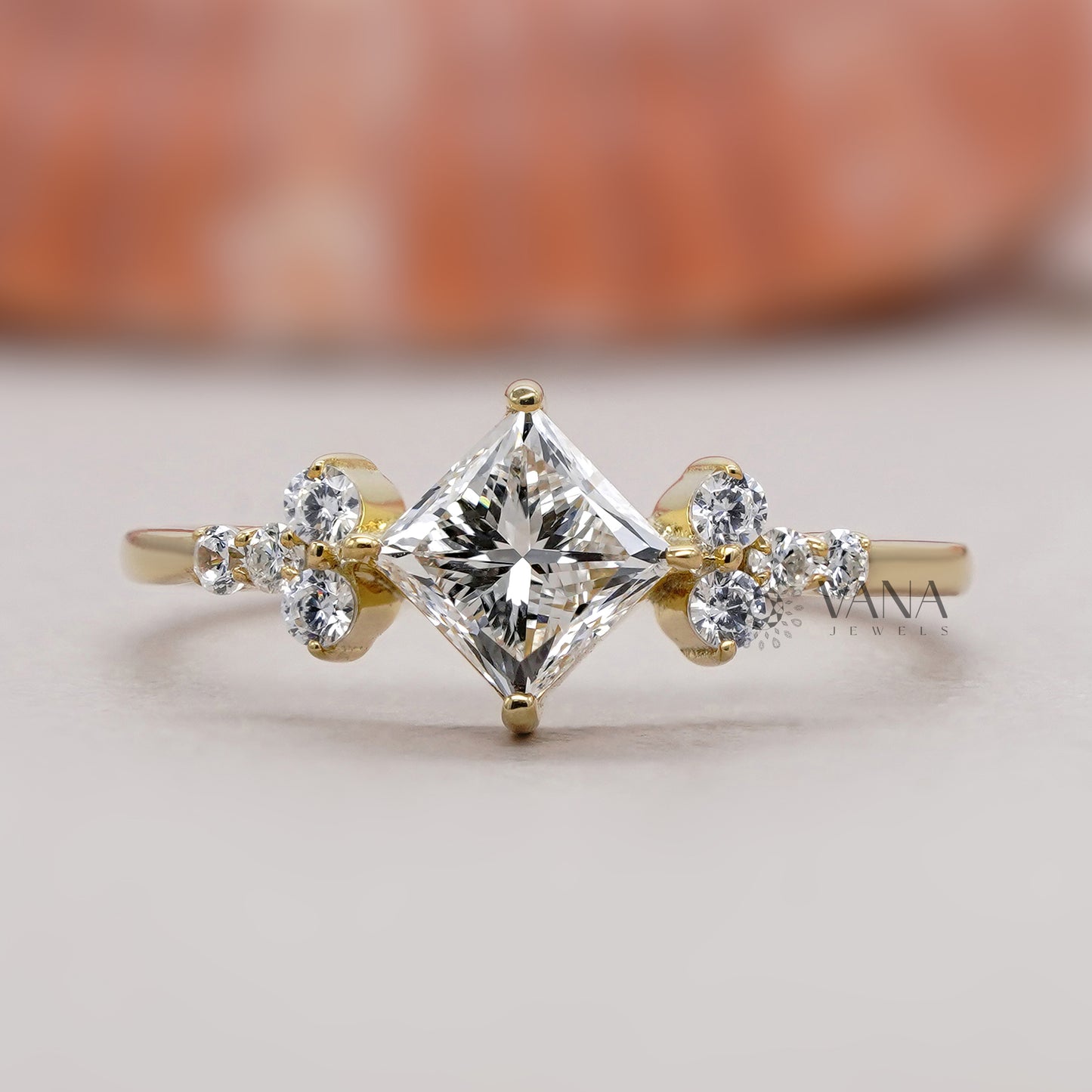 Princess cut lab diamond proposal ring 
