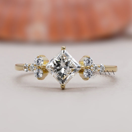 Princess cut lab diamond proposal ring 
