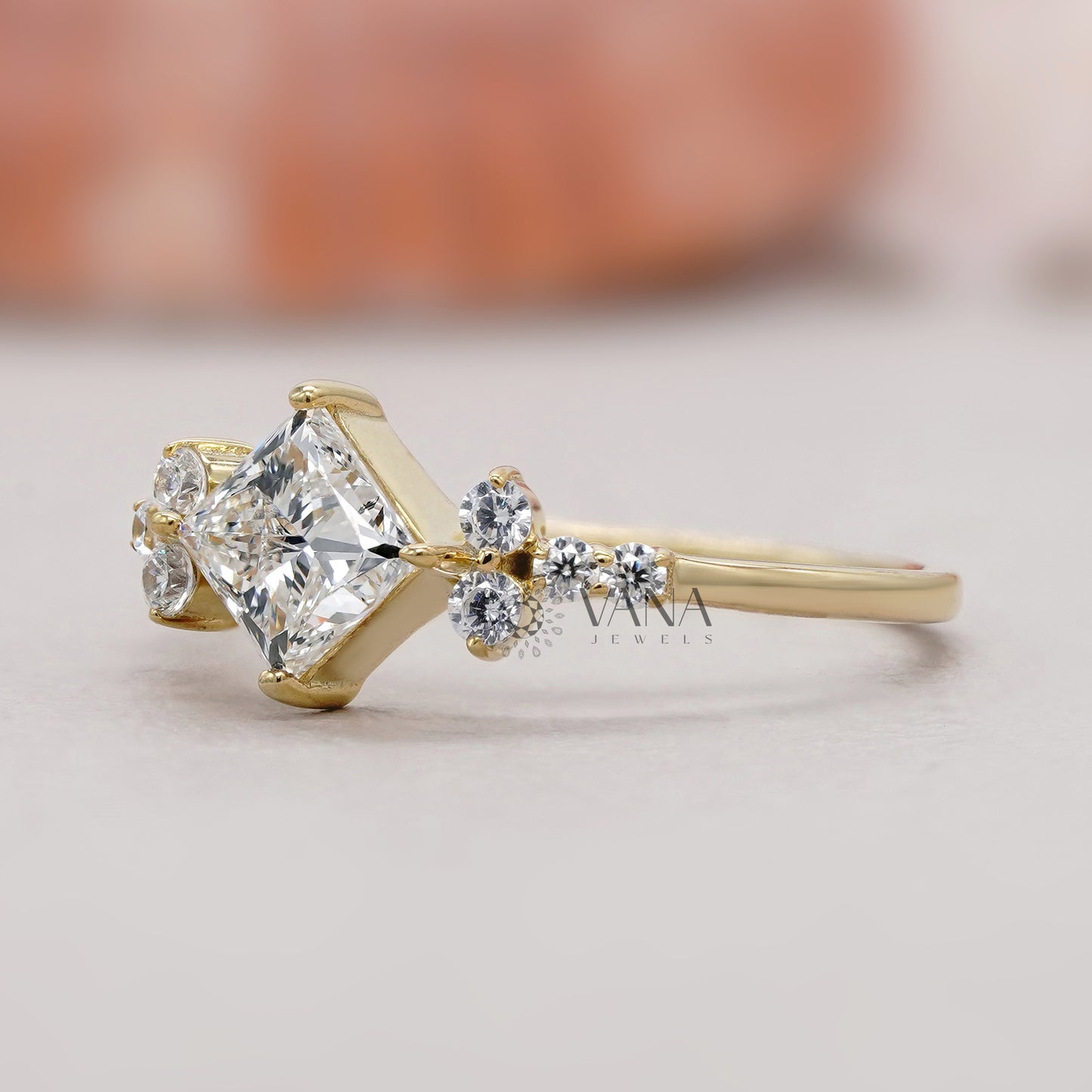 Princess cut lab diamond engagement ring