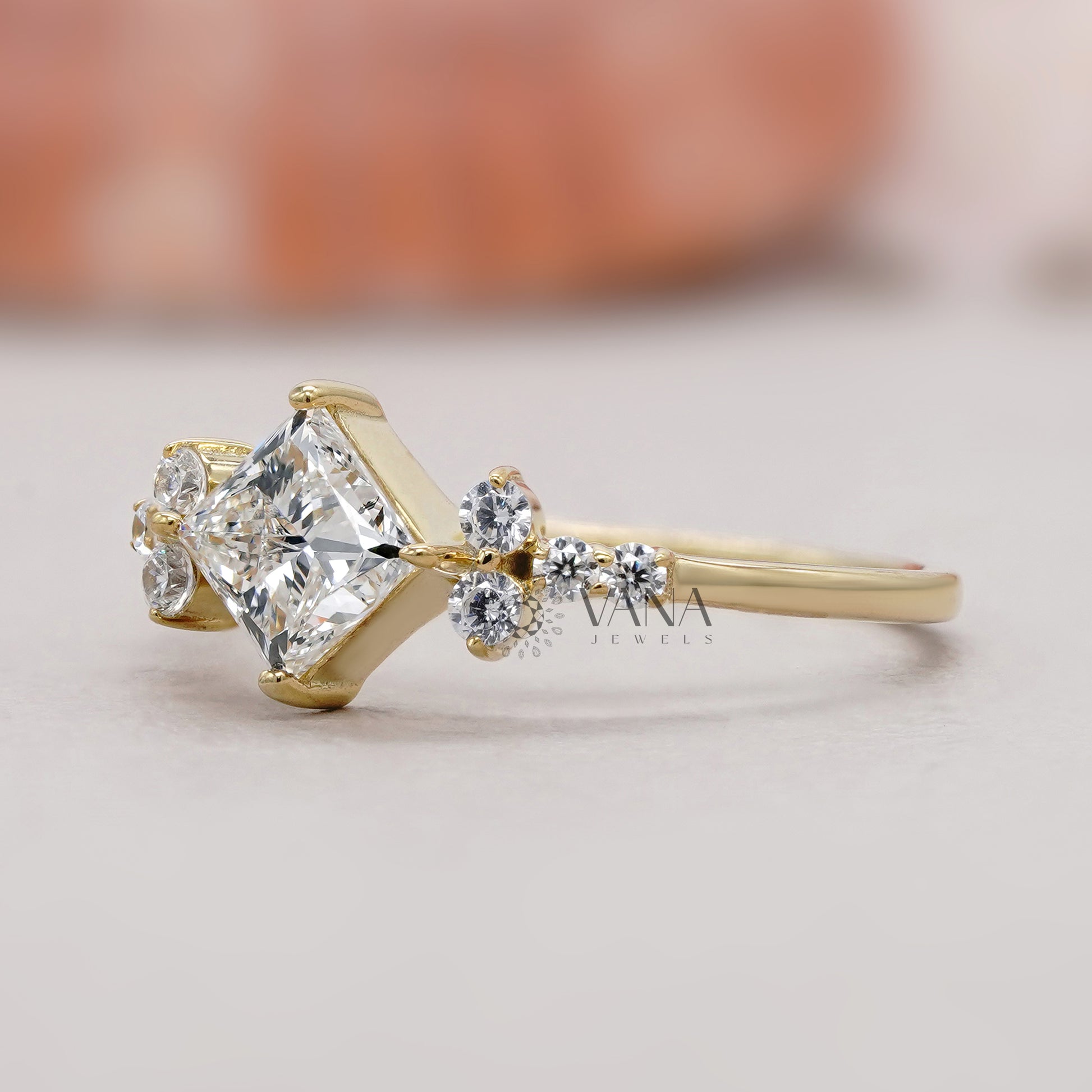 Princess cut lab diamond engagement ring