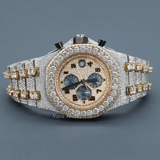 Iced Out Custom Two-Tone Automatic Luxury Diamond Watch - Vana Jewels