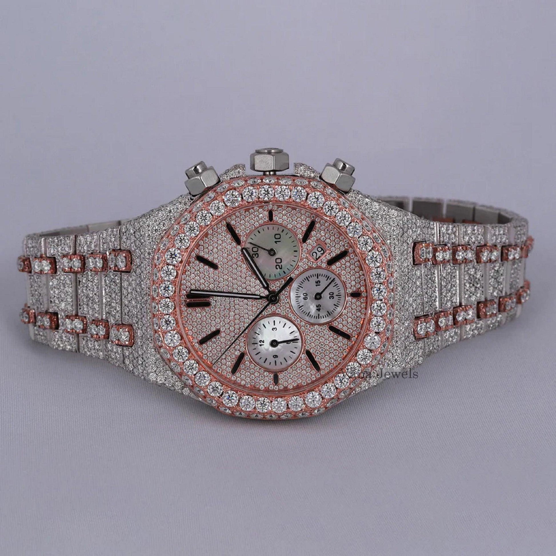 Iced Out Two-Tone Luxury Moissanite Diamond Watch - Vana Jewels