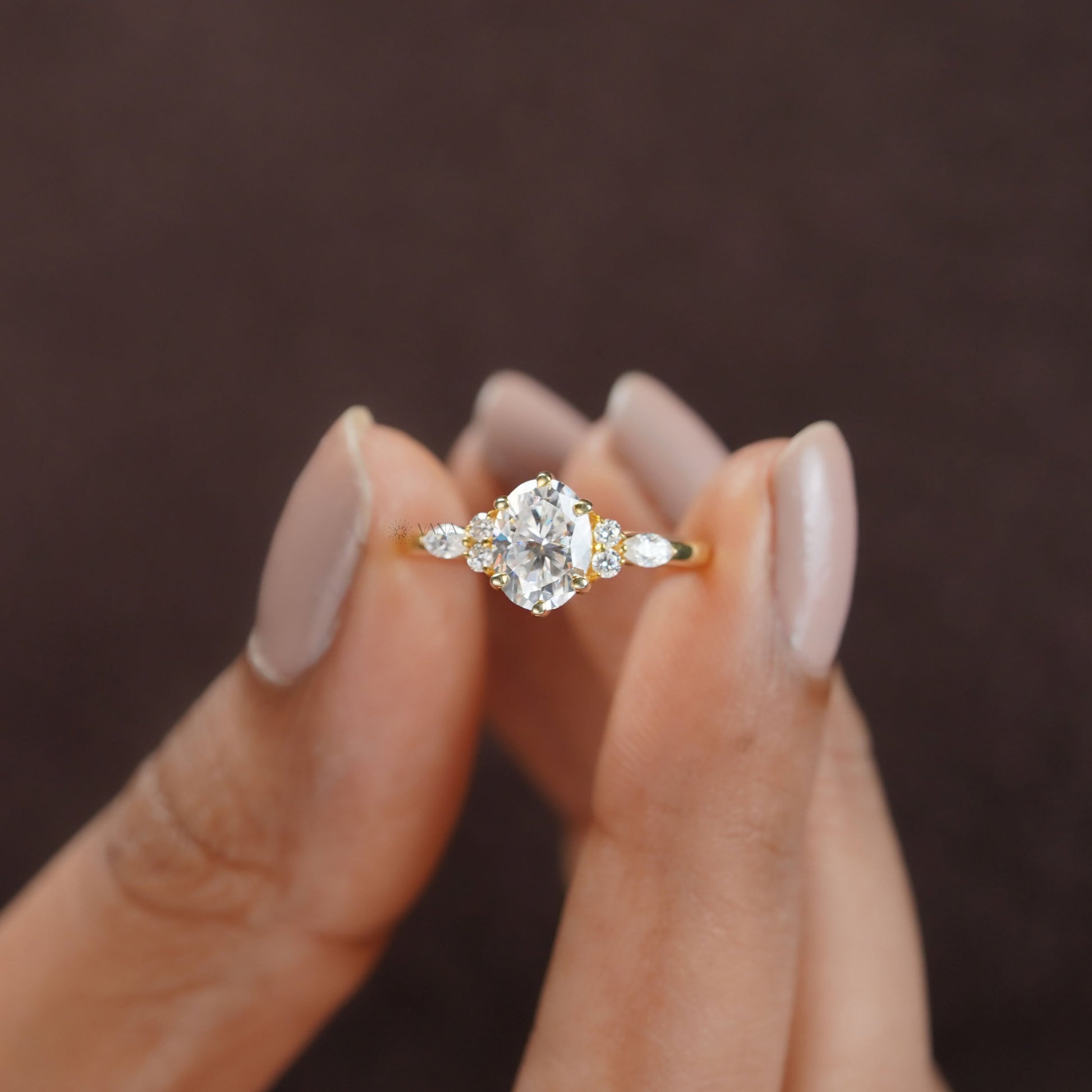 Unique moissanite proposal ring