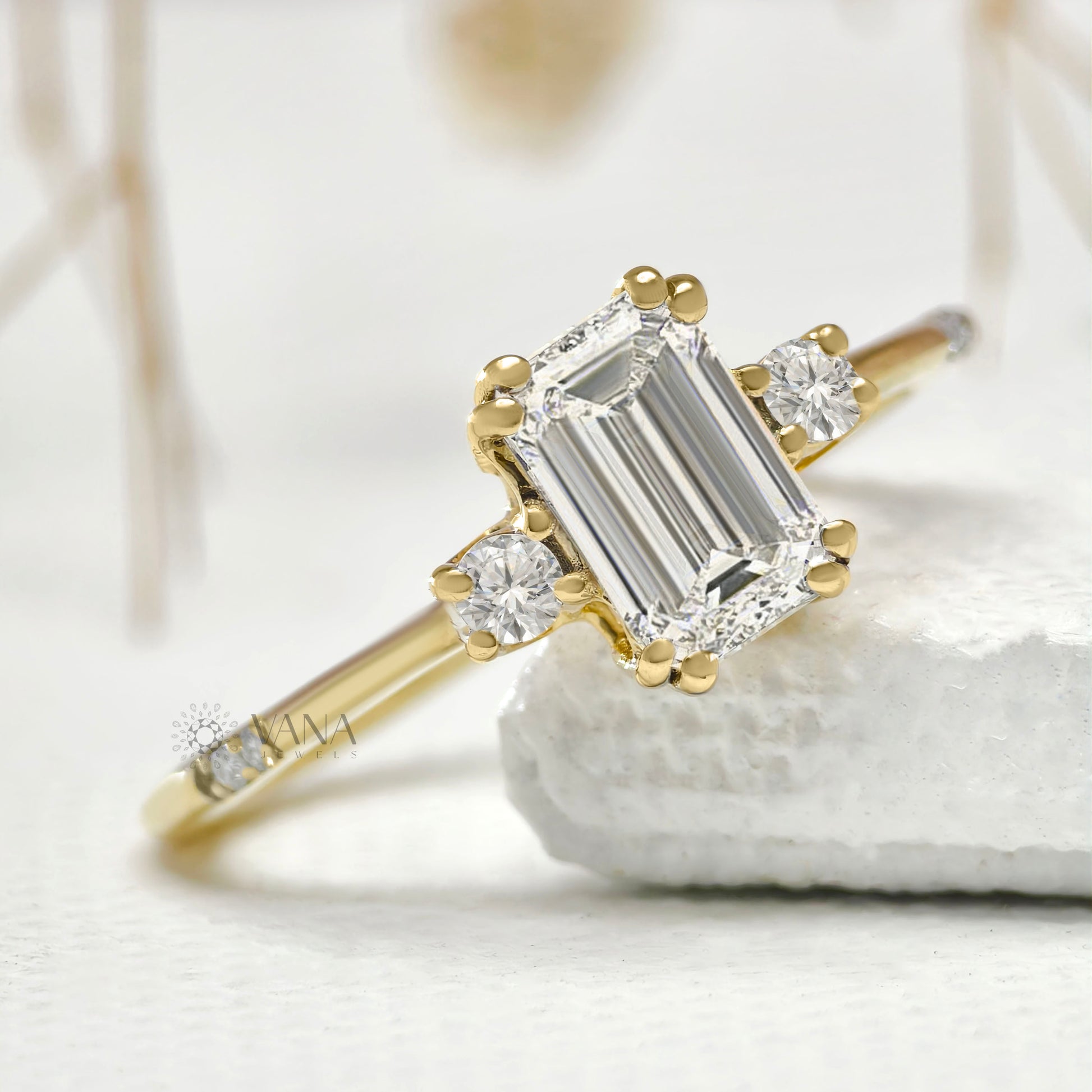 Lab created diamond engagement ring