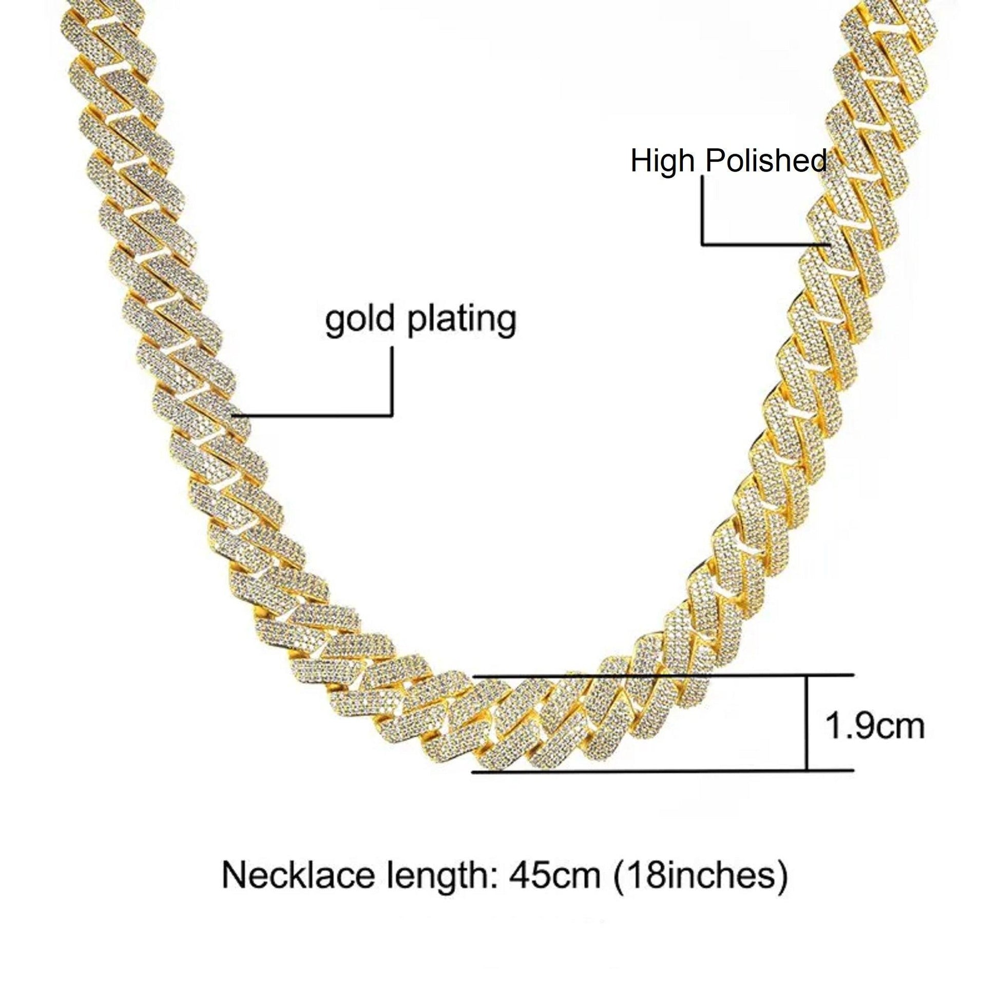 19MM Iced Out VVS Moissanite Diamond Cuban Link Chain - Vana Jewels