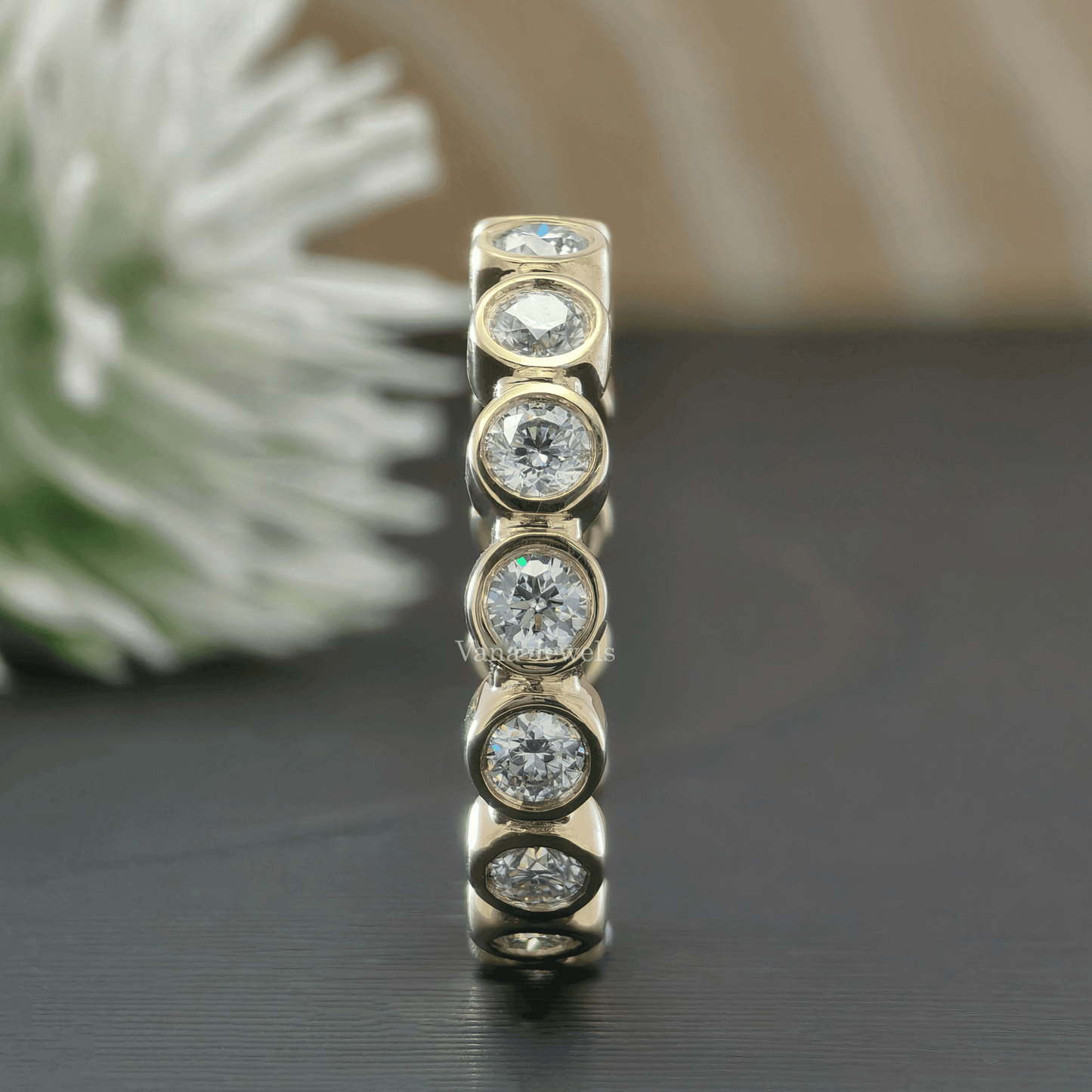 2.80 MM Round Colorless Moissanite Full Eternity Bezel Set Band - Vana Jewels