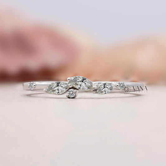 Marquise cut lab grown diamond wedding band