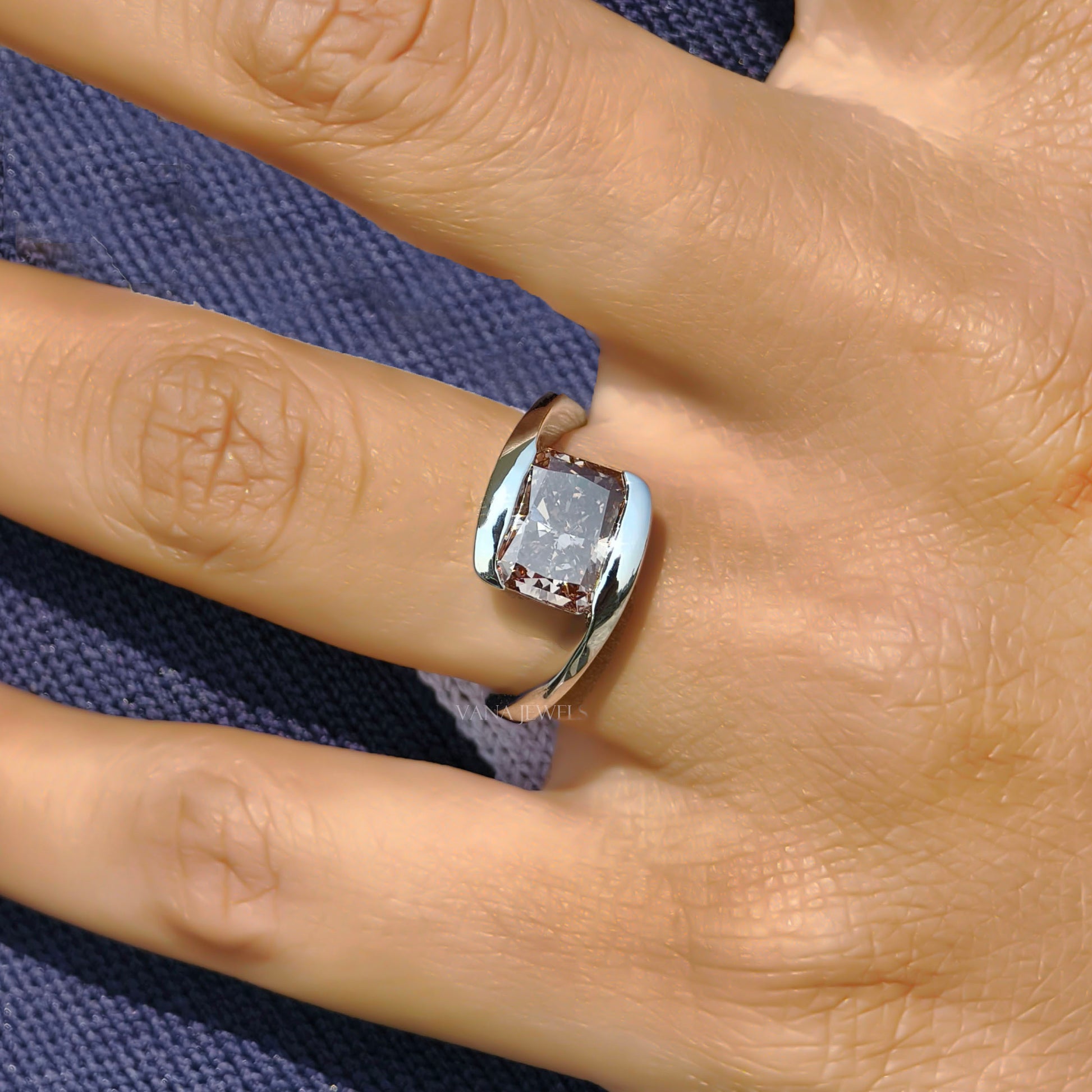 Handcrafted tension set lab diamond ring for her
