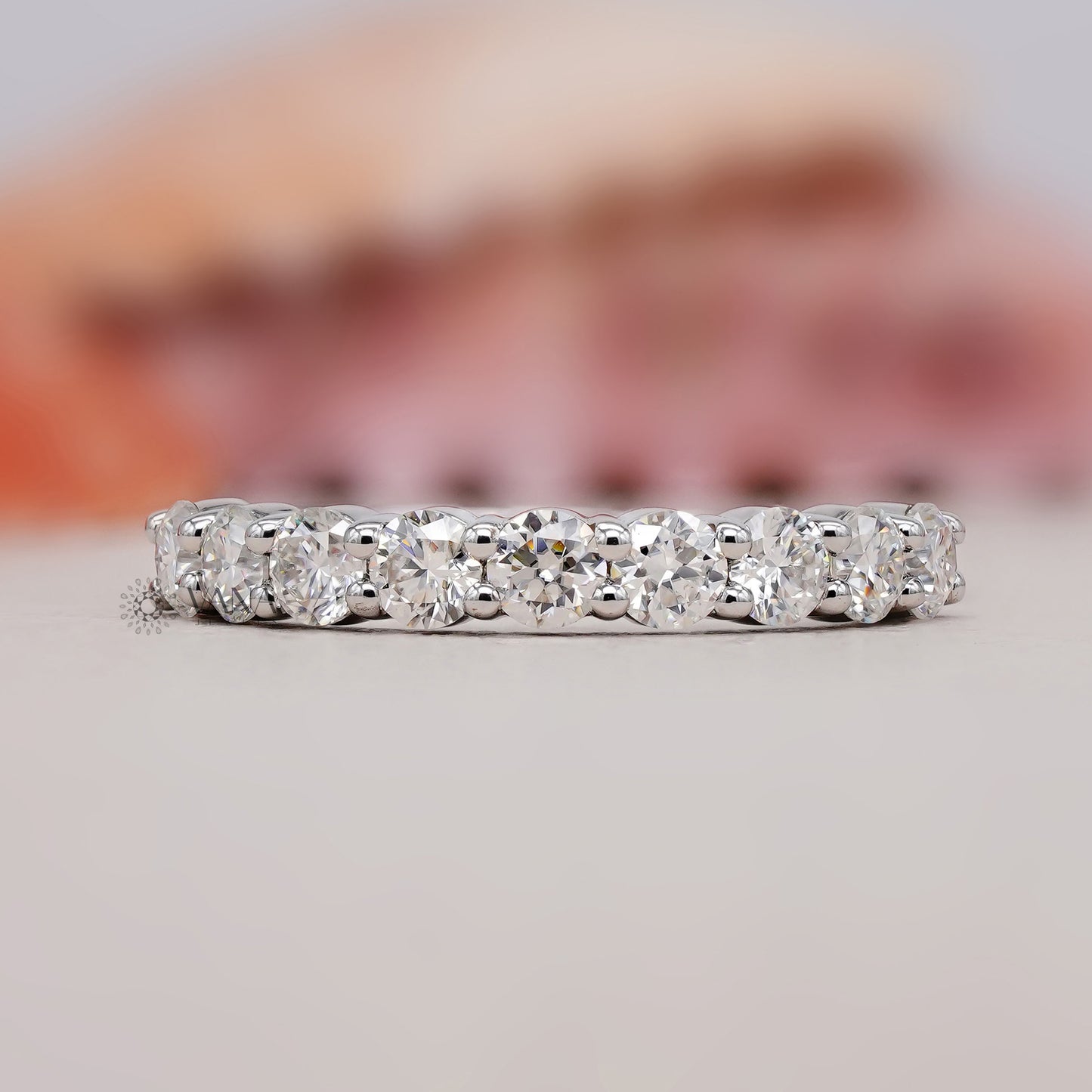 Round lab diamond eternity band

