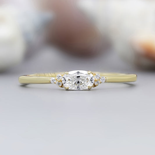 Oval cut moissanite wedding band