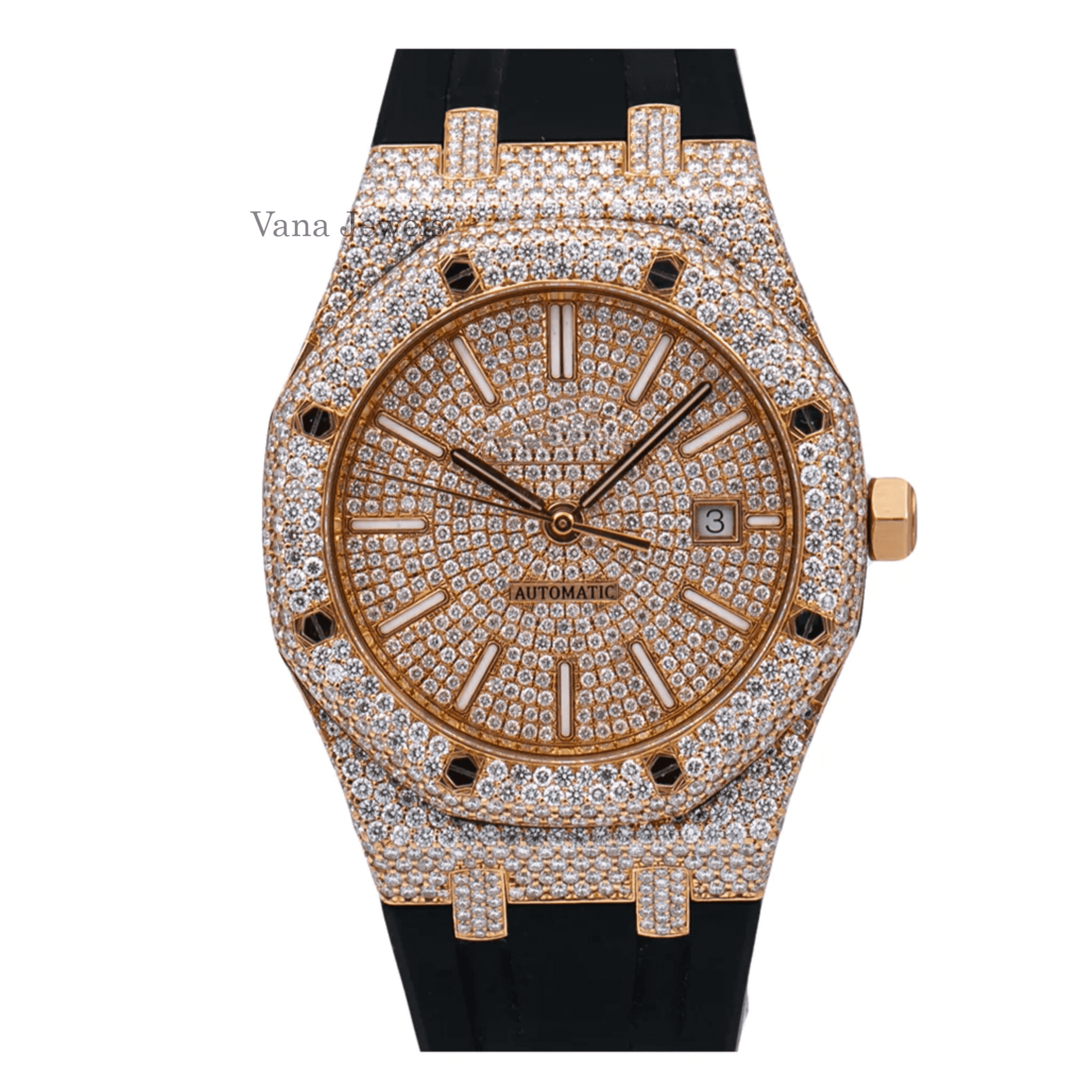 Iced Out Rubber Band Moissanite Diamond Watch - Vana Jewels