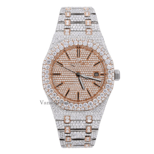 Two-Tone Rose Gold VVS Moissanite Diamond Watch - Vana Jewels