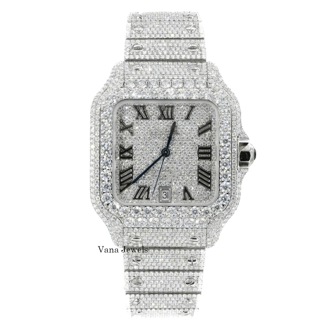 Full Iced Out Customized Moissanite Diamond Watch - Vana Jewels