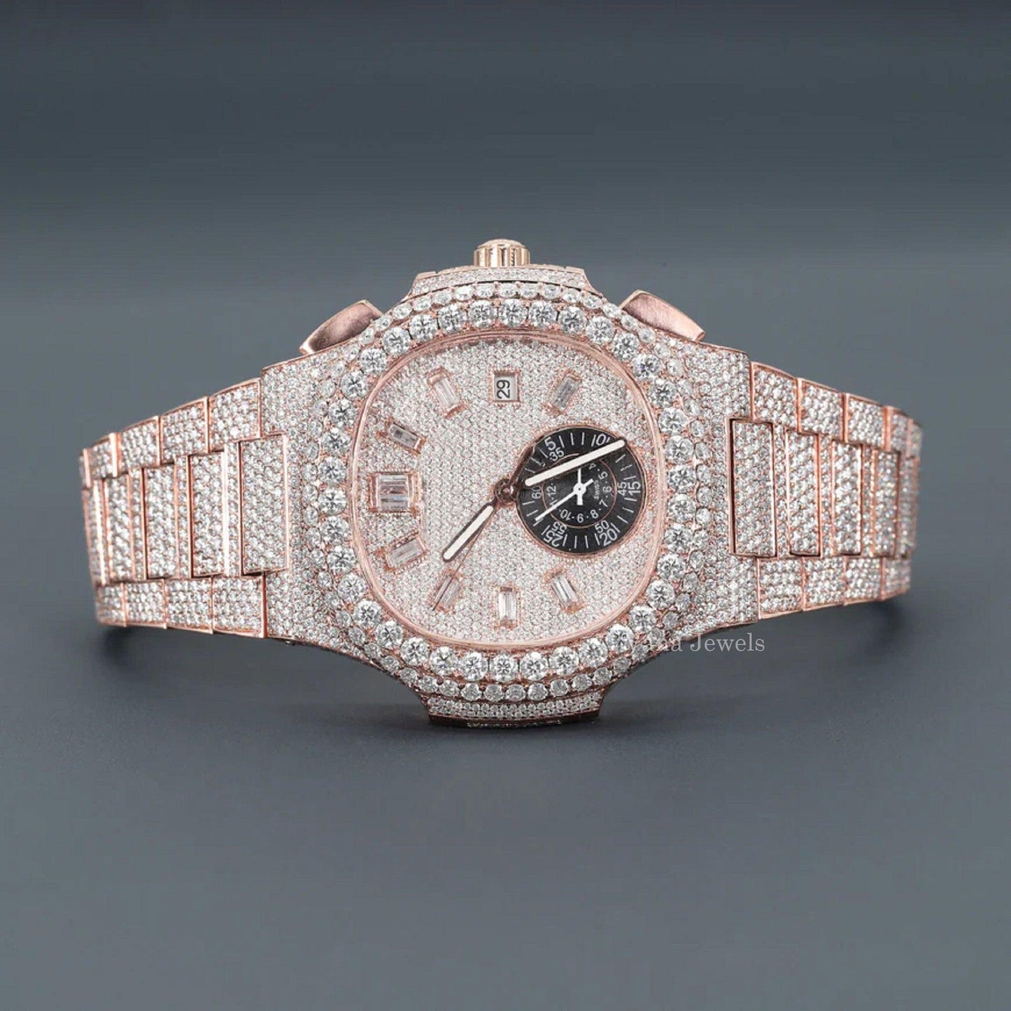 VVS Moissanite Diamond Fully Iced-Out Studded Watch - Vana Jewels