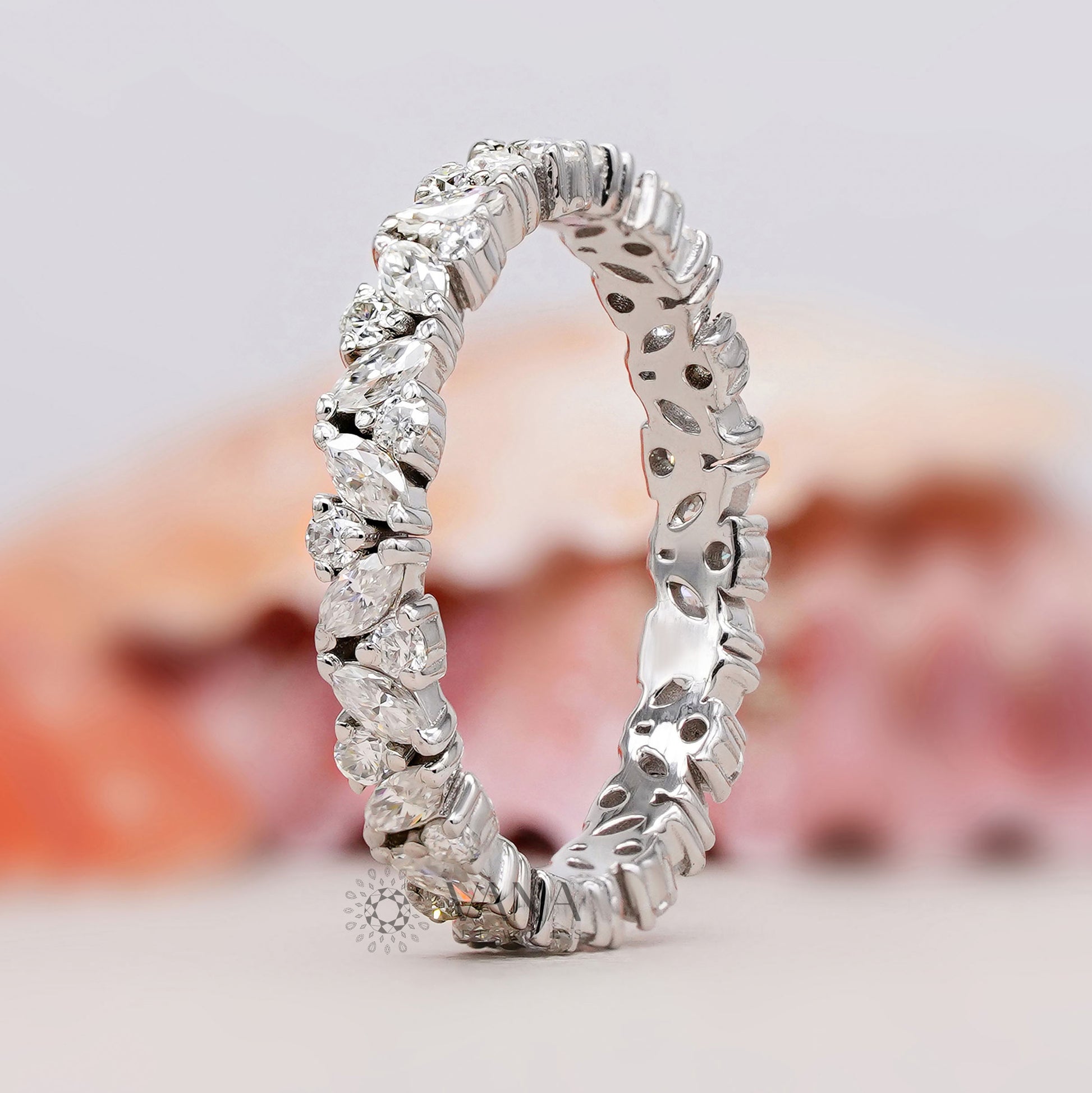 Lab created full eternity band for women
