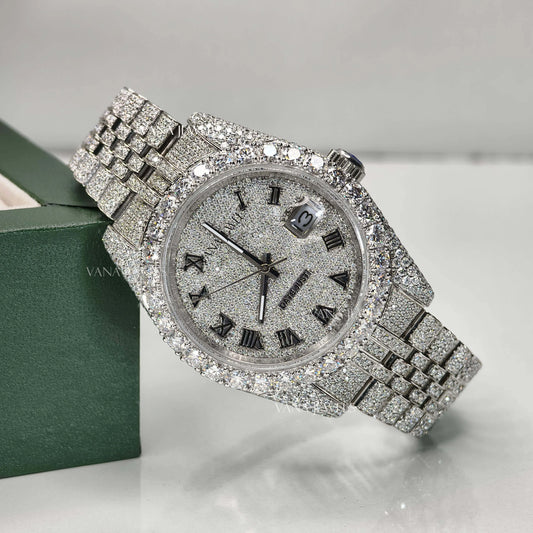 Exquisite Moissanite Studded Watch, Fully Iced Out Diamond Watch for Ultimate Luxury