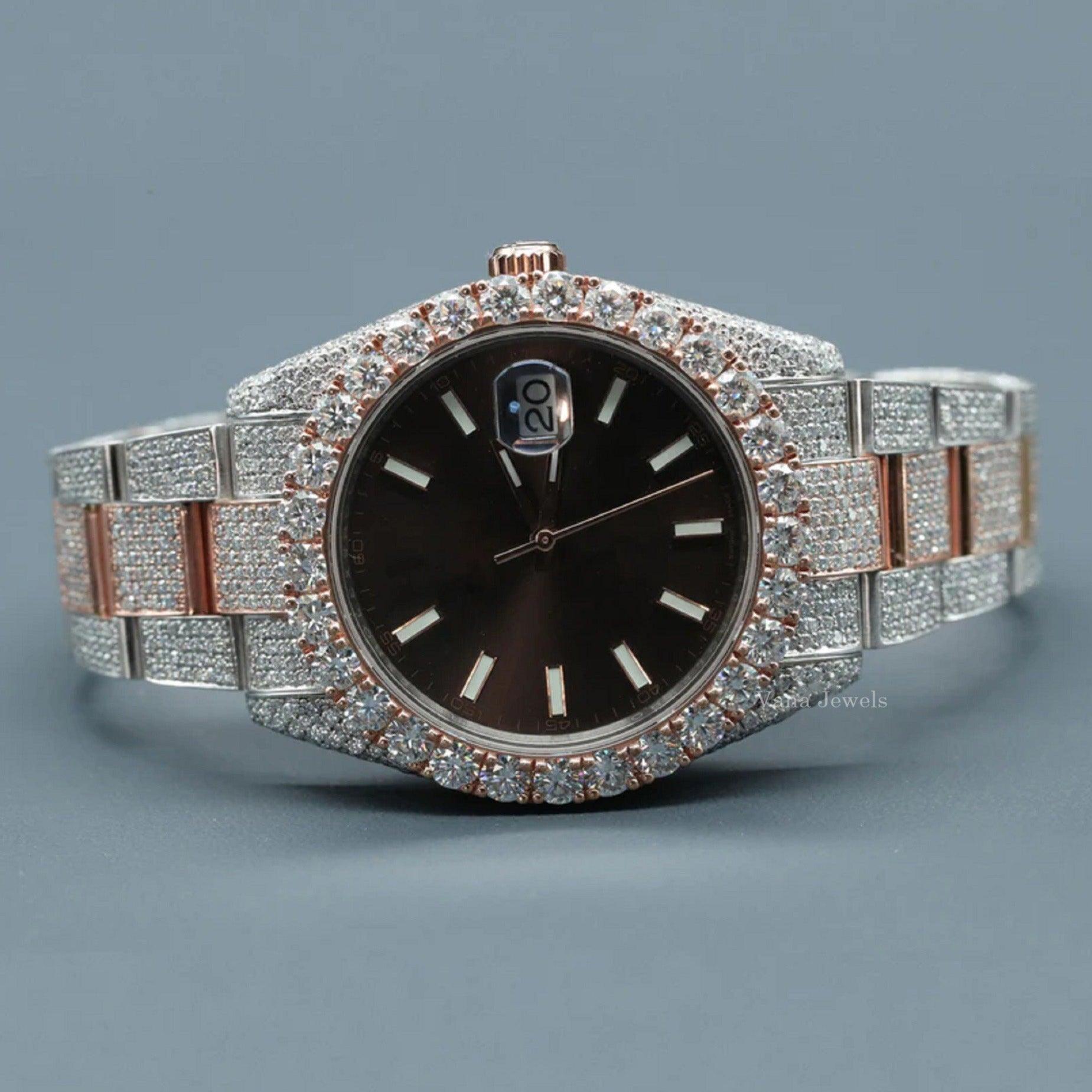 Two-Tone VVS Moissanite Diamond Luxury Watch - Vana Jewels