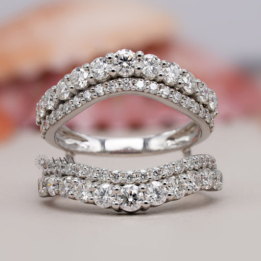 Double row lab grown diamond enhancer ring