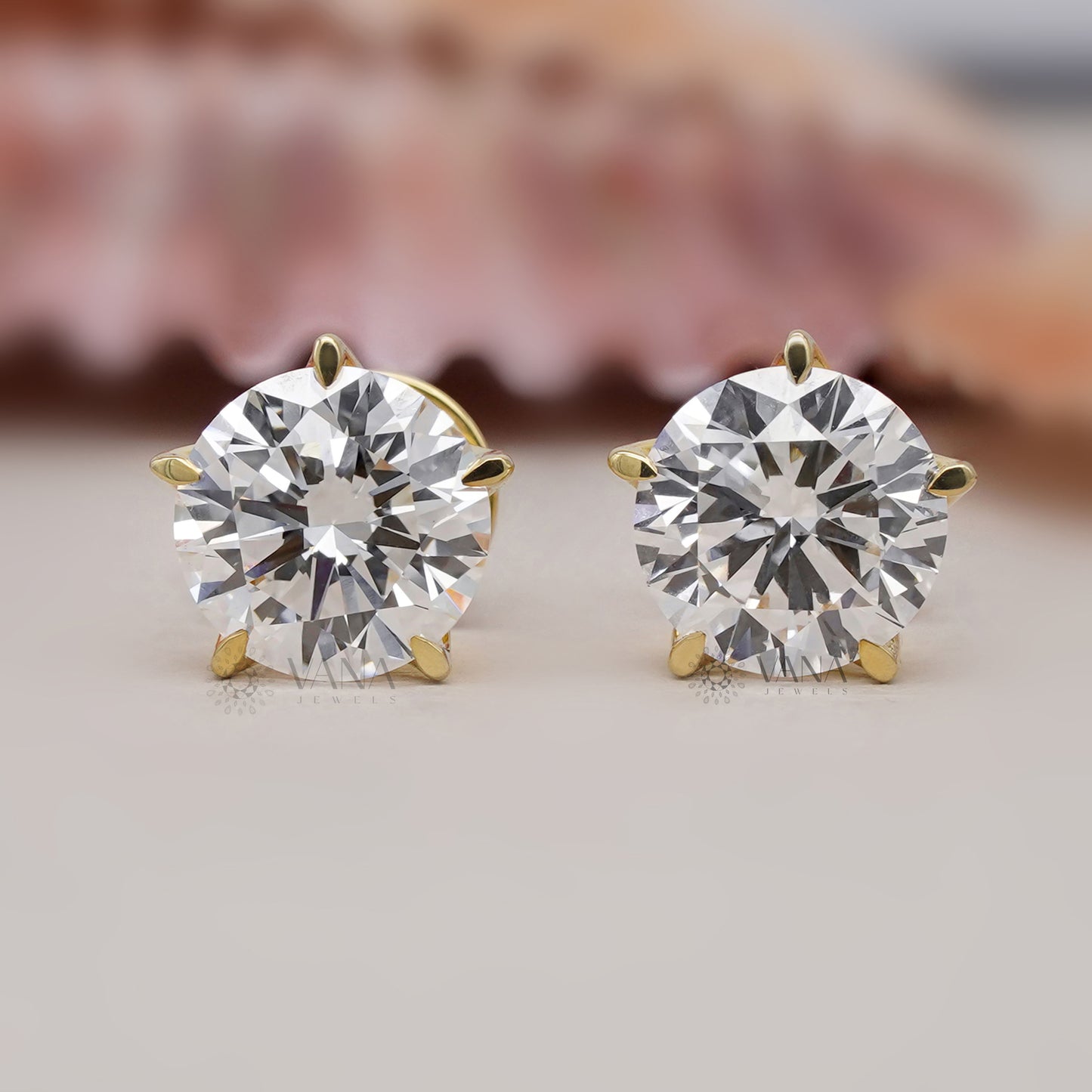 Round Cut Lab Grown Diamond Stud Earrings – Classic Minimalist Solitaire Gift for Her