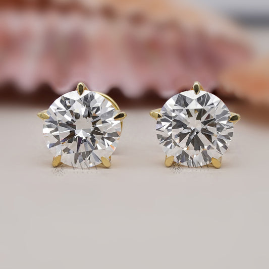 Round Cut Lab Grown Diamond Stud Earrings – Classic Minimalist Solitaire Gift for Her