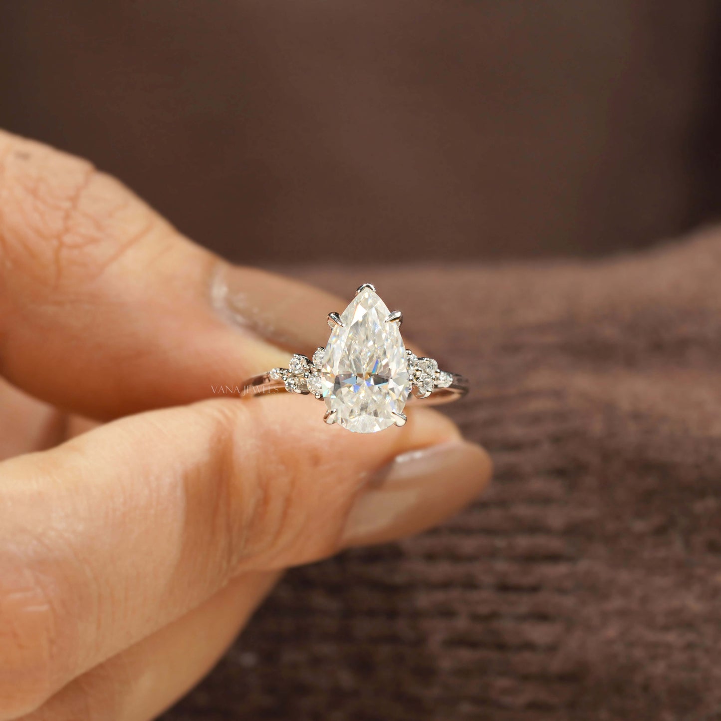 2.32 CT Pear Cut Moissanite Engagement Ring
