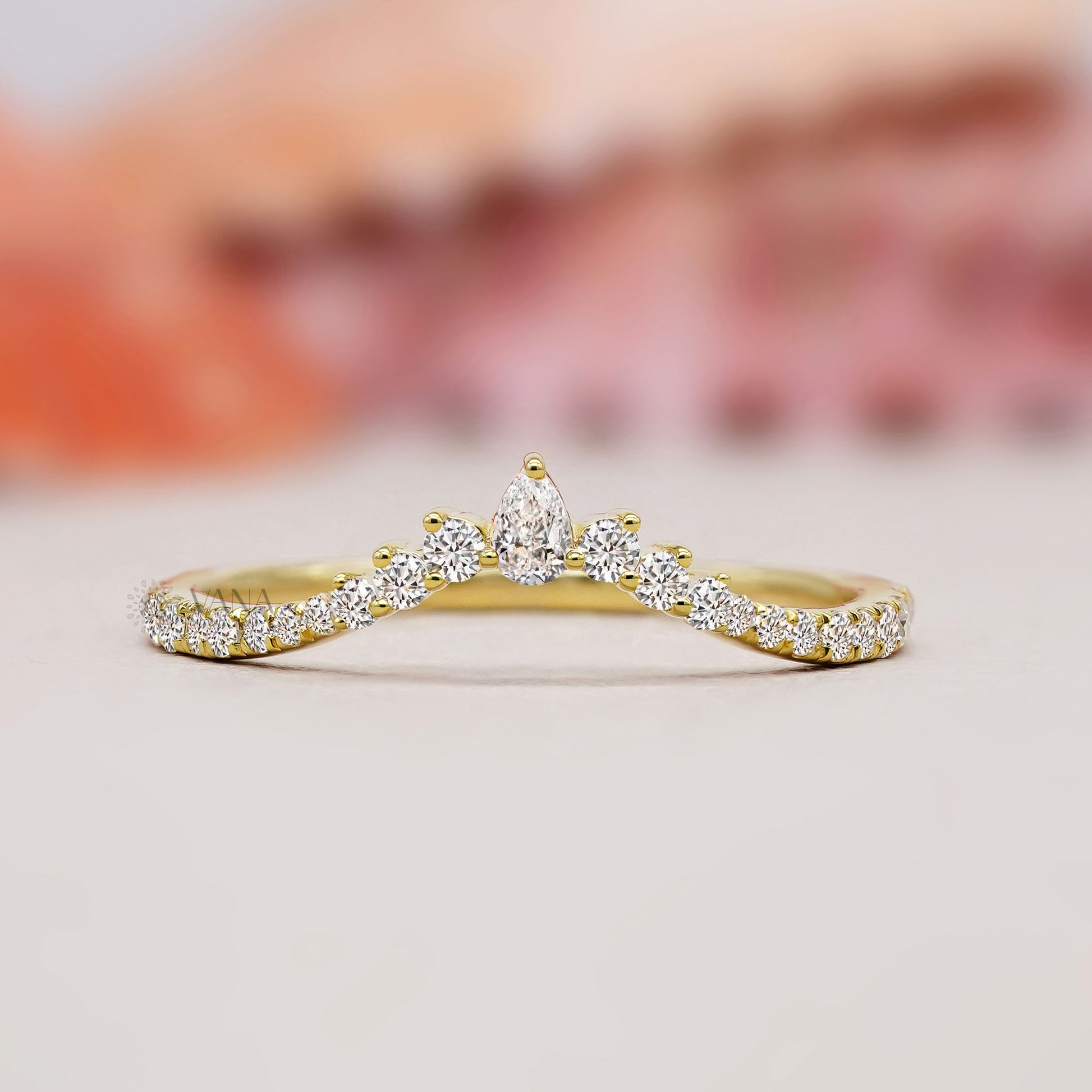 v shape lab grown diamond band
