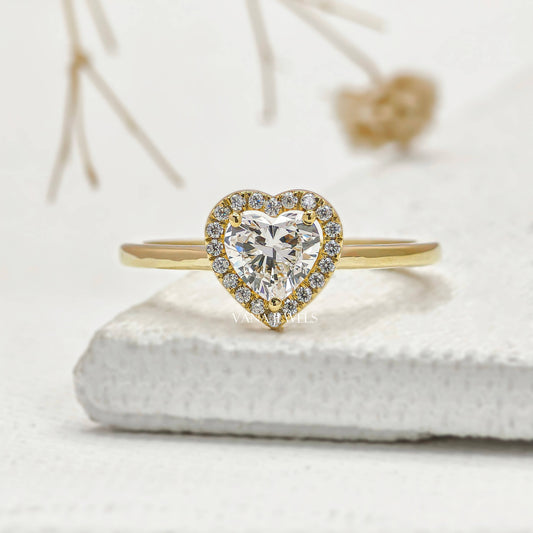Heart Shaped Lab Grown Diamond Halo Engagement Ring