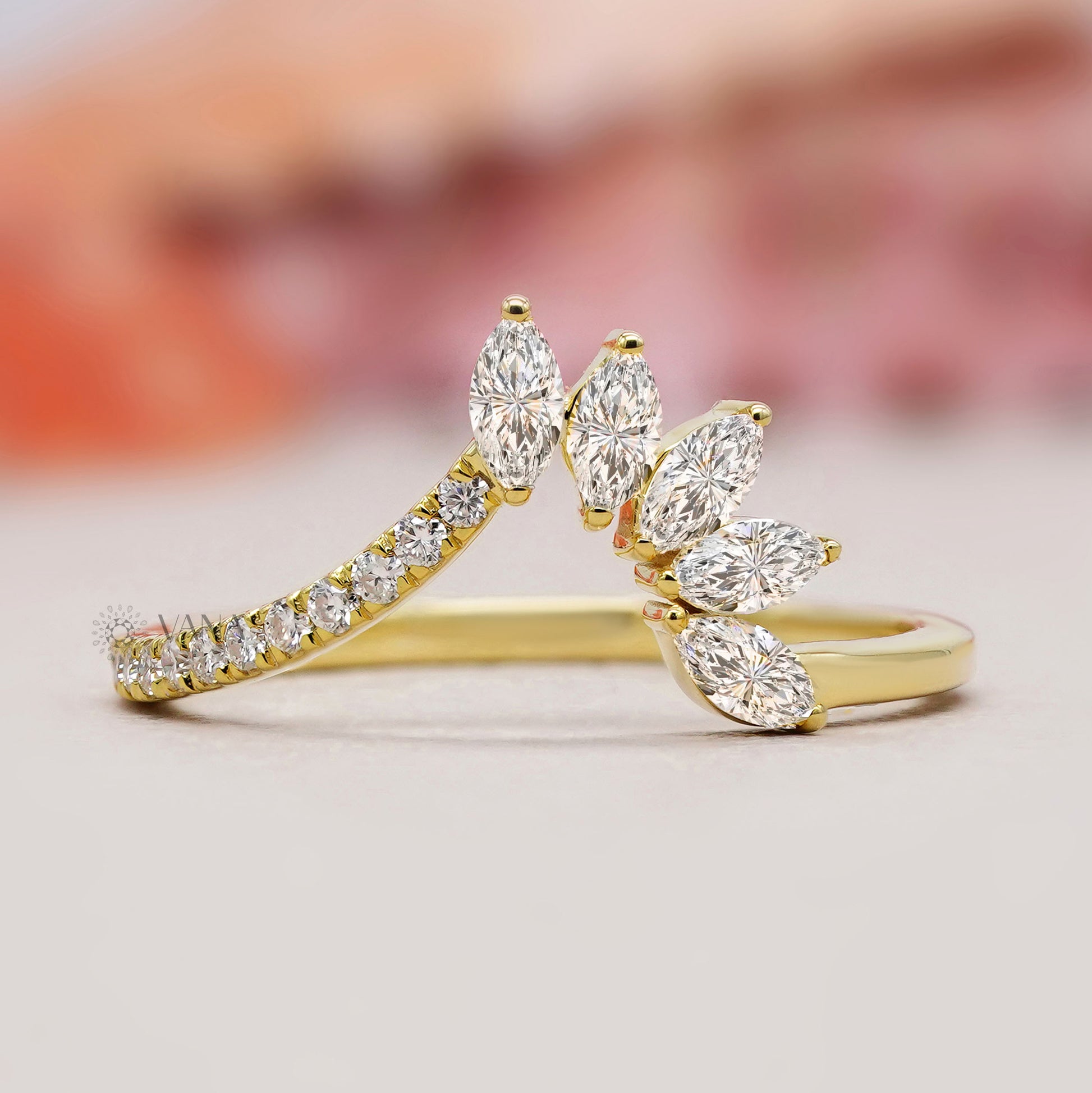 Marquise lab grown diamond tiara ring

